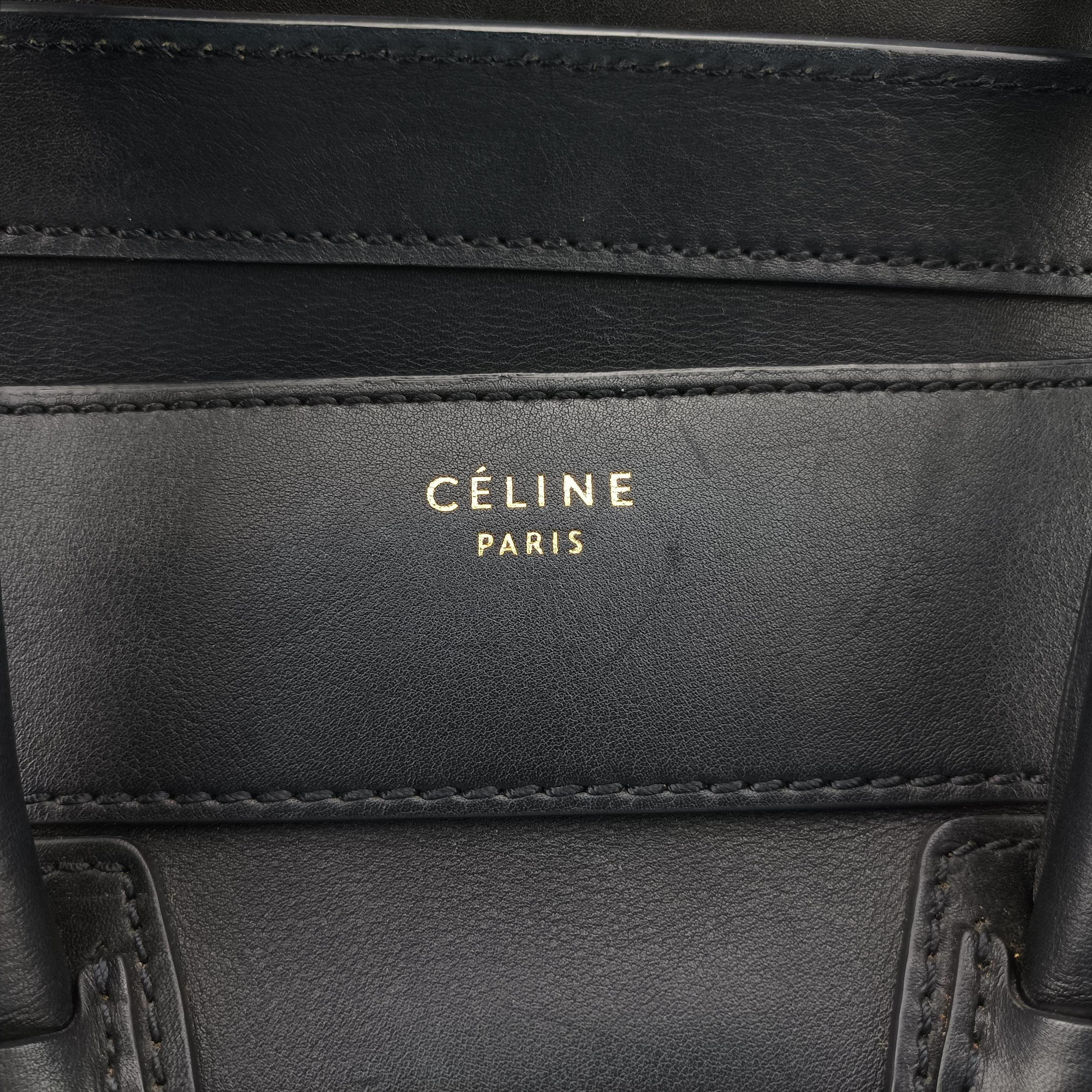 Pre-owned Celine Luggage Mini Shopper Black Leather  handbag | stylenewstar