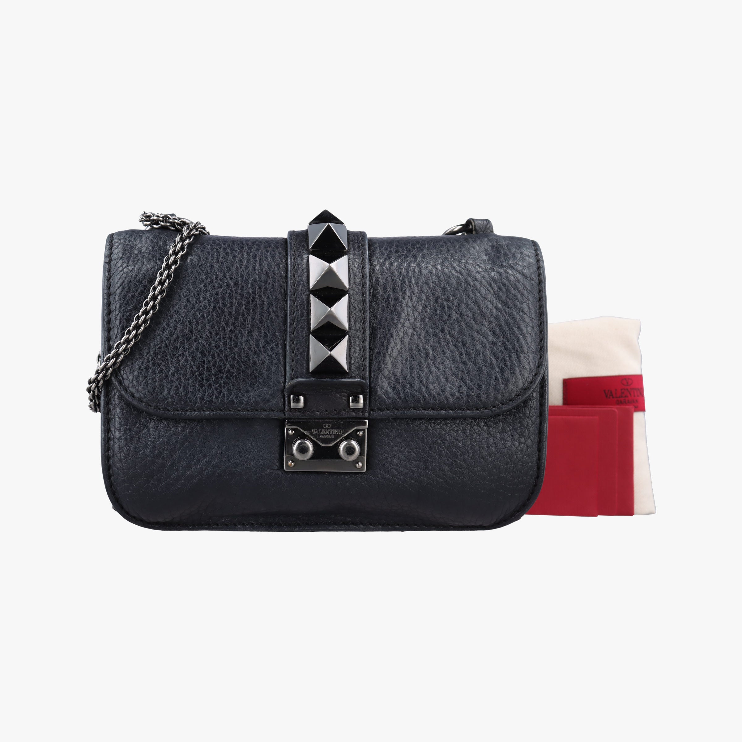 Secondhand Valentino Rockstud Glam Lock Black Leather  shoulderbag | stylenewstar