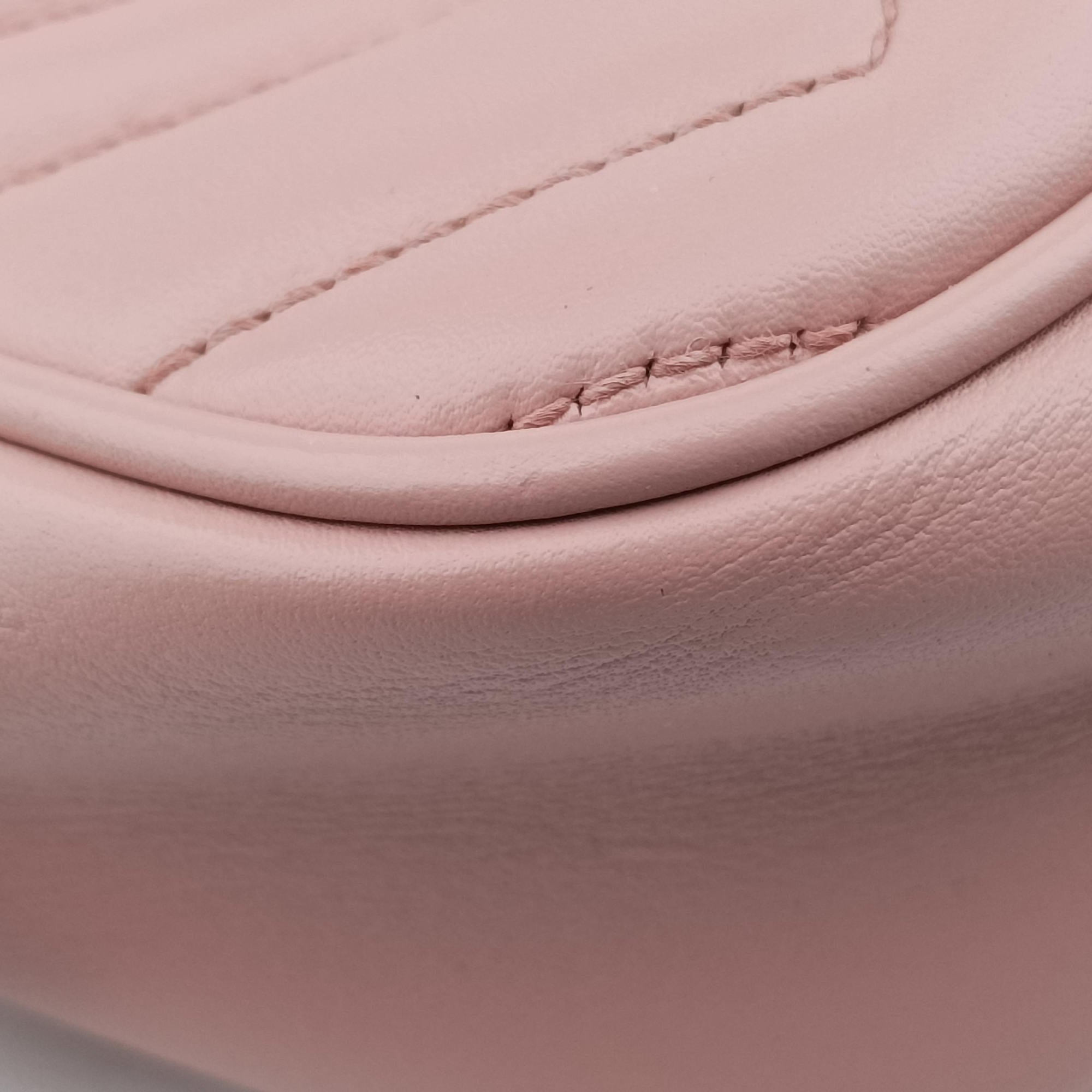 Pre-owned Gucci GG Marmont Pink Leather 448065 shoulderbag | stylenewstar