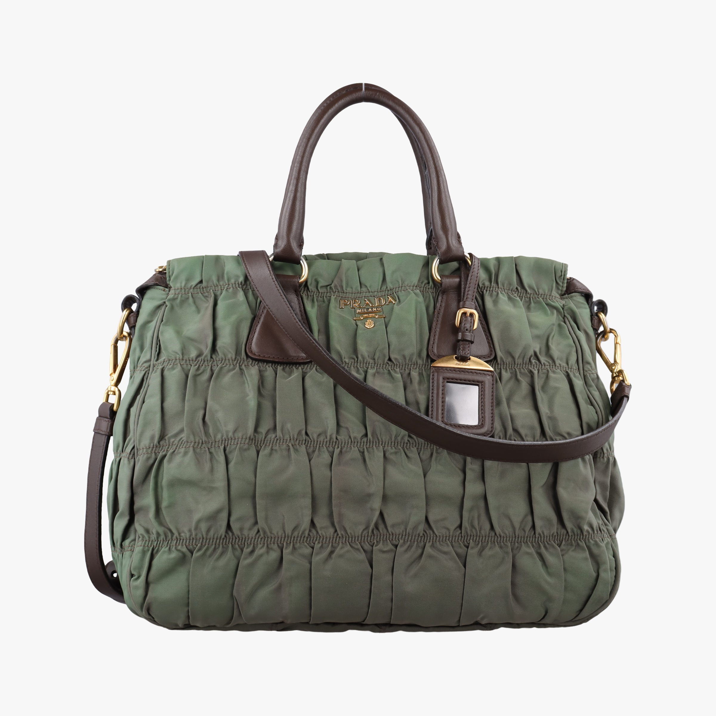 Vintage Prada Gaufre Green nylon BN1935 shoulderbag | stylenewstar
