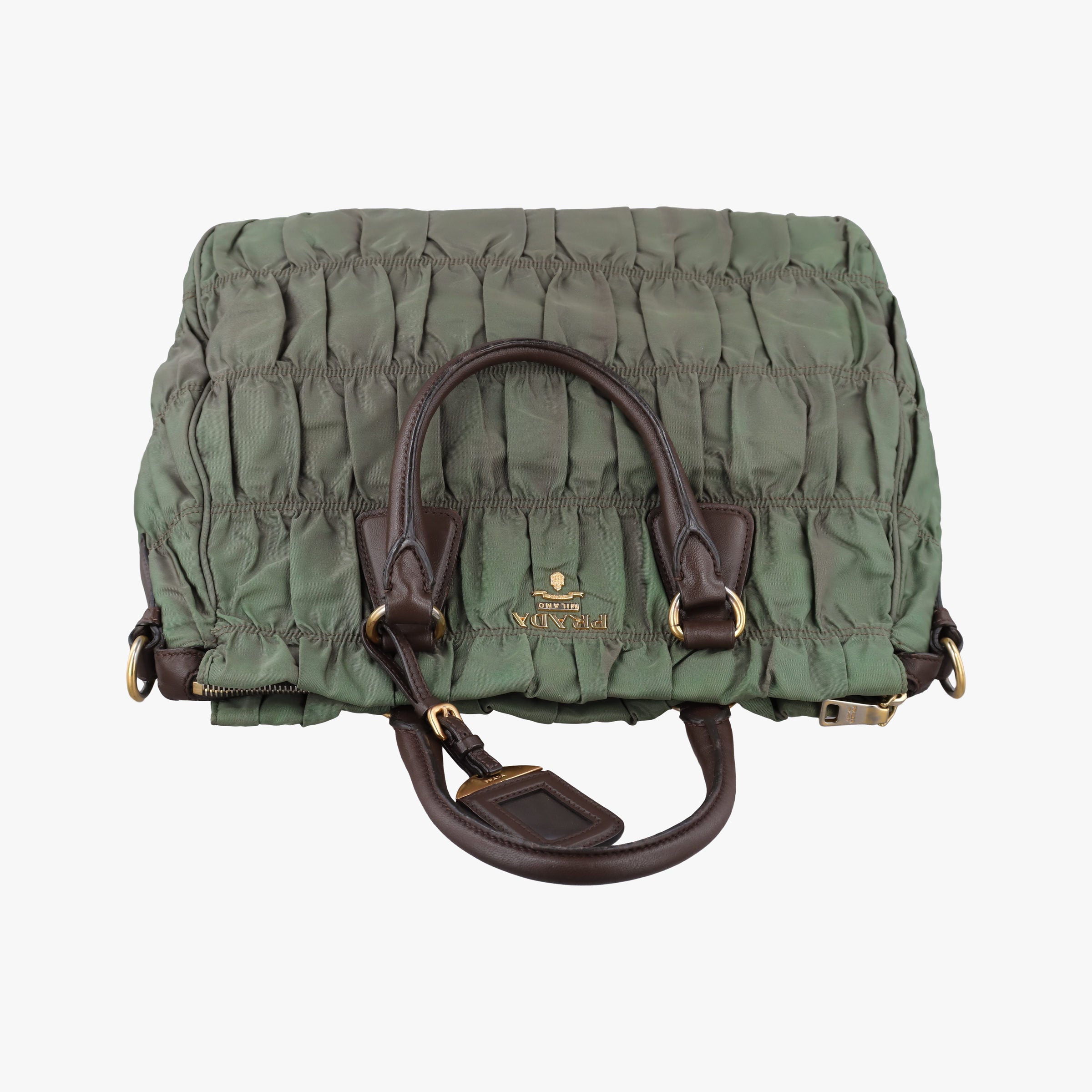 Vintage Prada Gaufre Green nylon BN1935 shoulderbag | stylenewstar