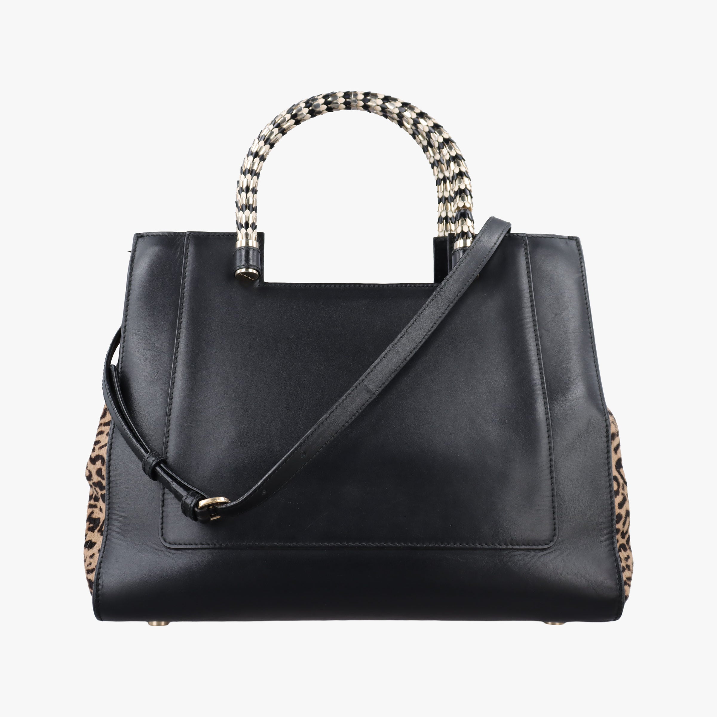Vintage Bvlgari Serpenti Scaglie Black × Leopard Pattern Pony × Leather  shoulderbag | stylenewstar