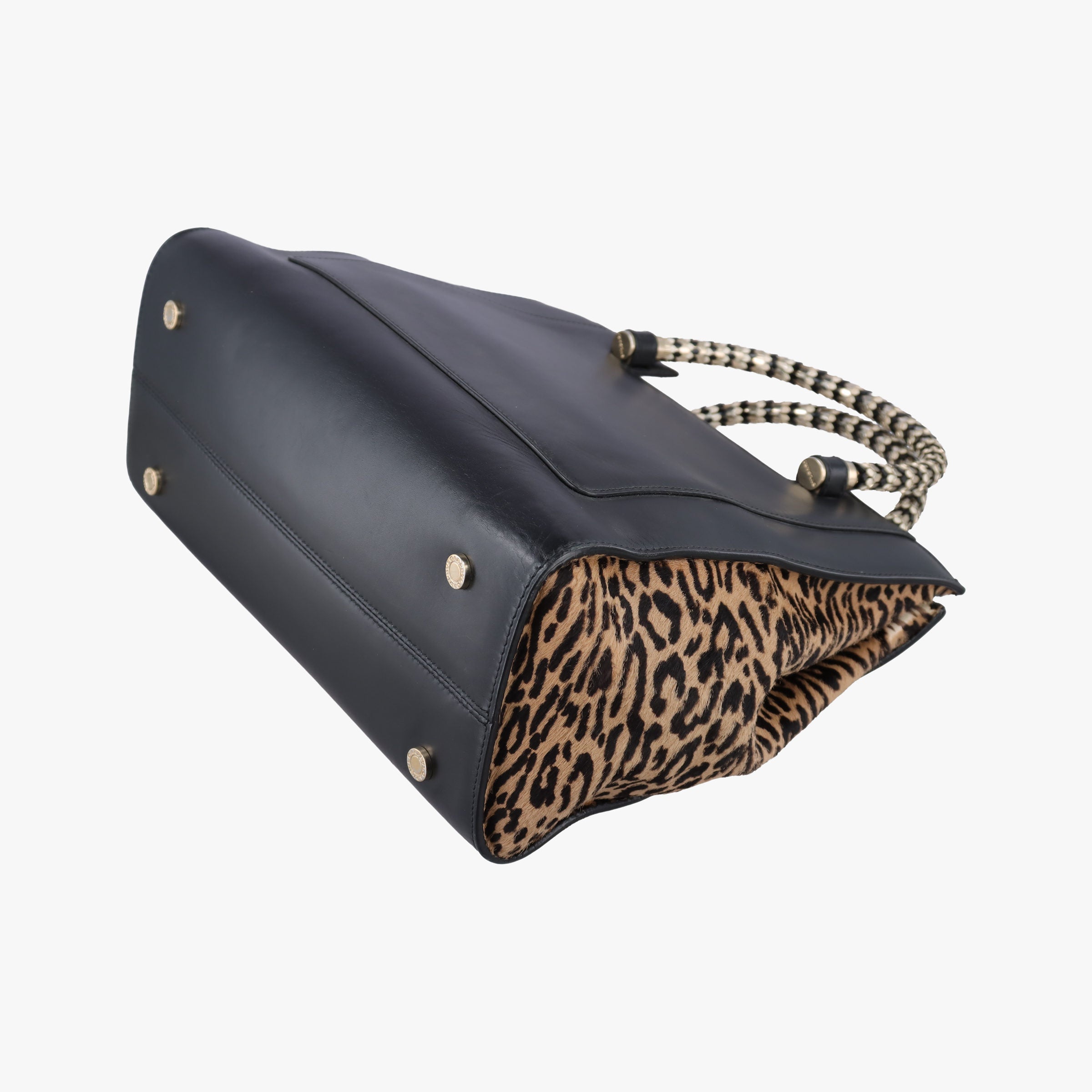 Vintage Bvlgari Serpenti Scaglie Black × Leopard Pattern Pony × Leather  shoulderbag | stylenewstar