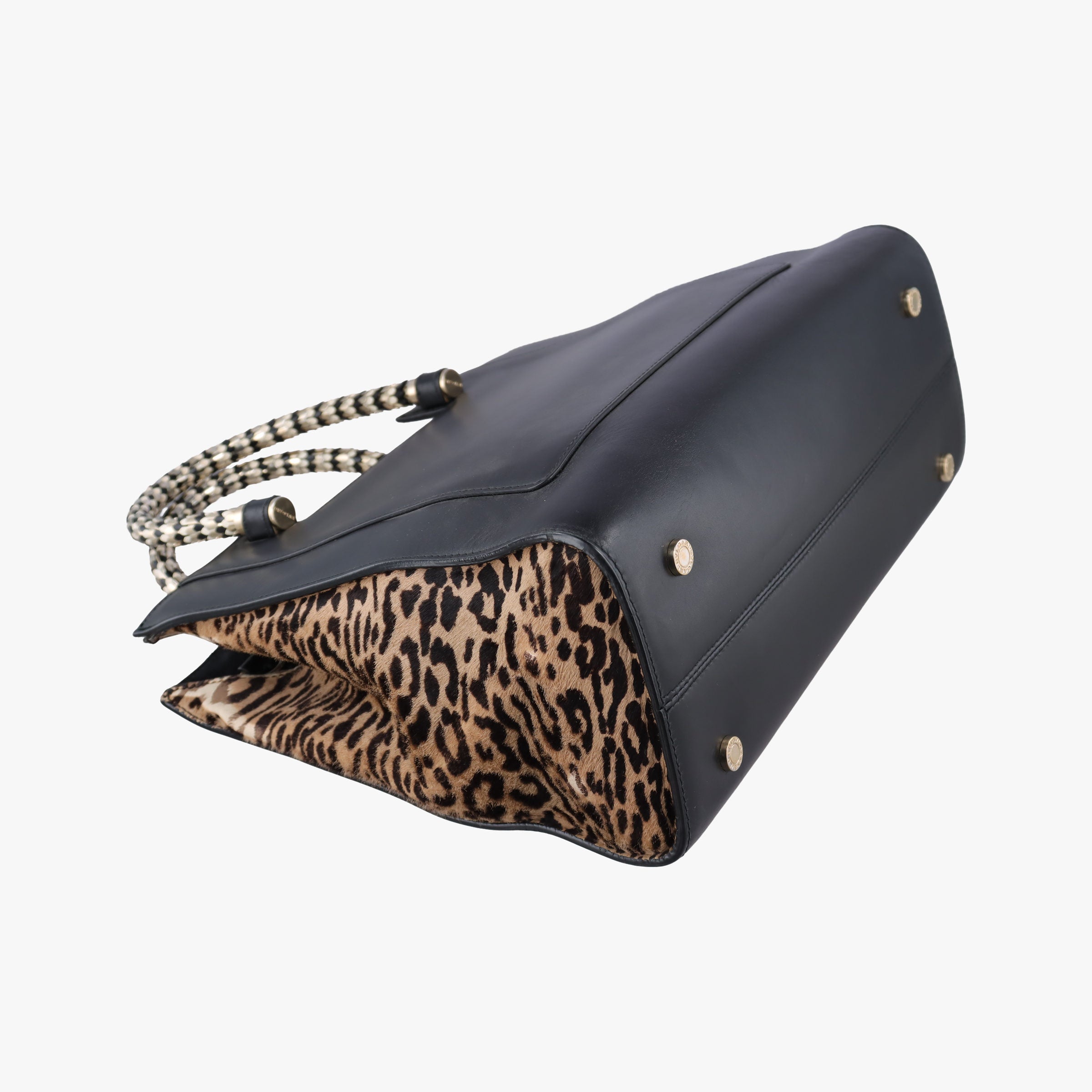 Vintage Bvlgari Serpenti Scaglie Black × Leopard Pattern Pony × Leather  shoulderbag | stylenewstar