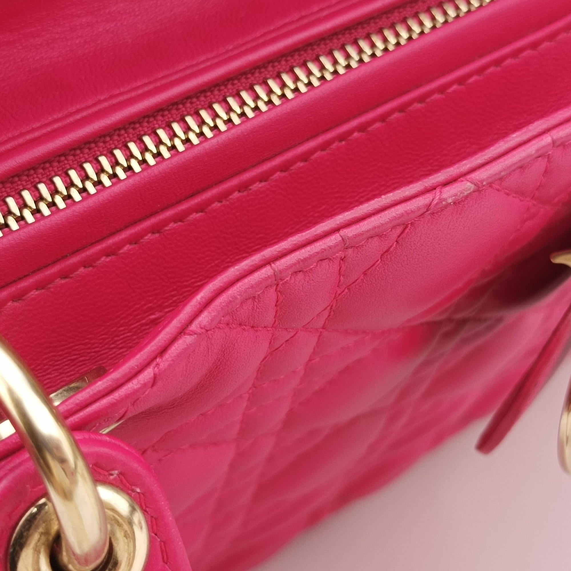 Secondhand Christian Dior Lady Dior Rose lambskin  shoulderbag | stylenewstar
