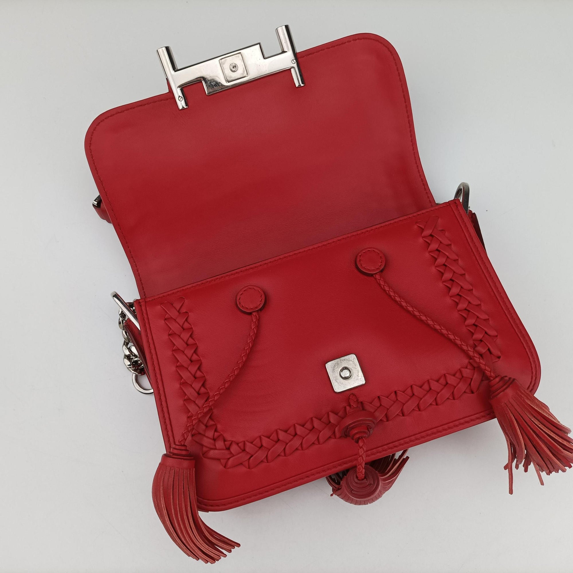 Pre-owned TODS Double T Red Leather  shoulderbag | stylenewstar