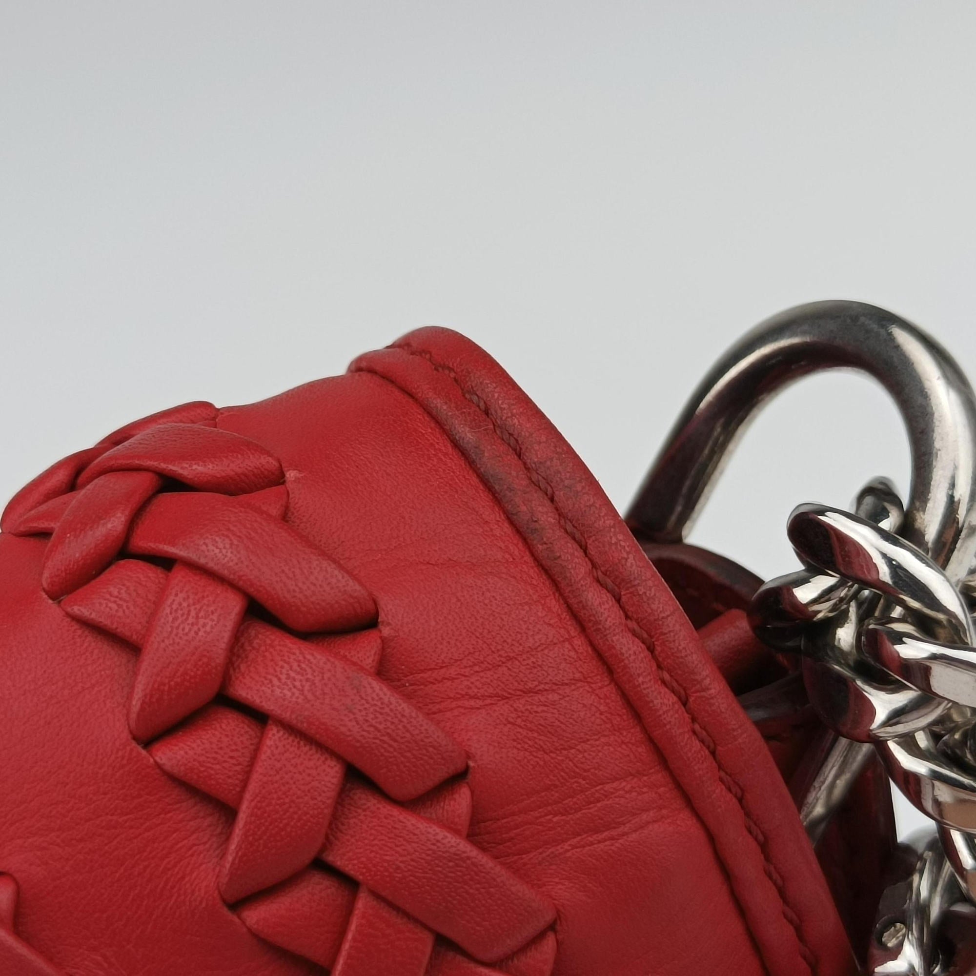 Pre-owned TODS Double T Red Leather  shoulderbag | stylenewstar