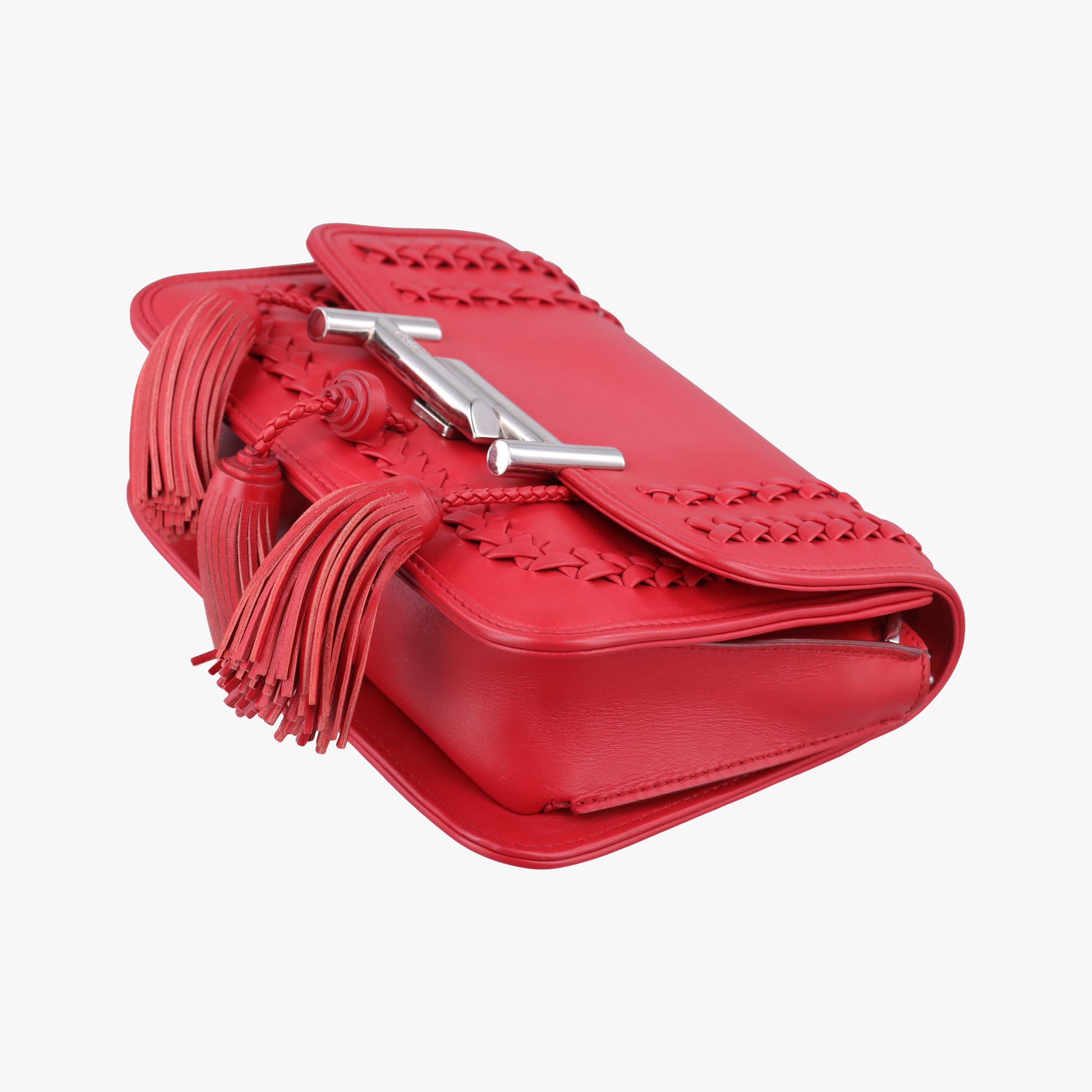 Pre-owned TODS Double T Red Leather  shoulderbag | stylenewstar