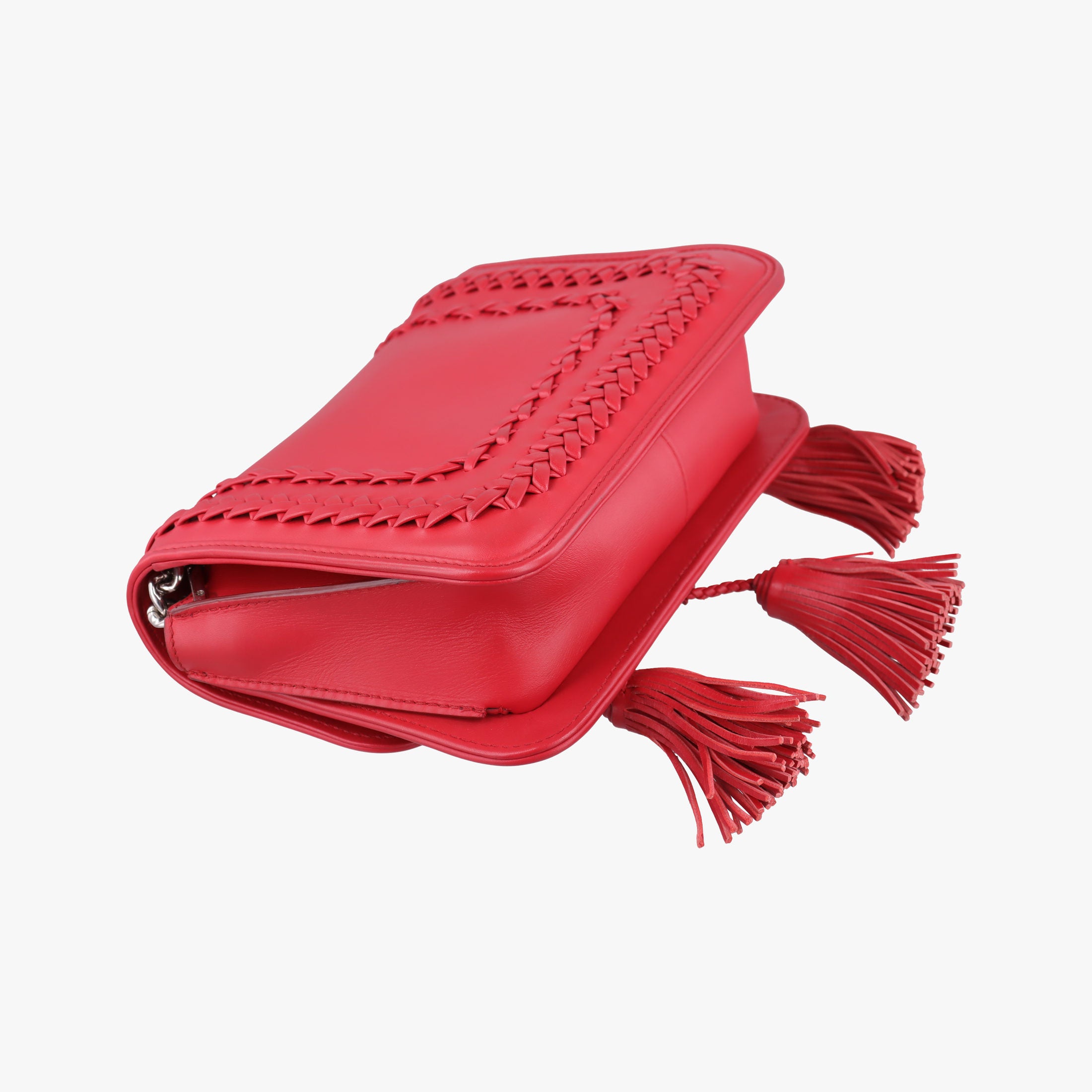 Pre-owned TODS Double T Red Leather  shoulderbag | stylenewstar