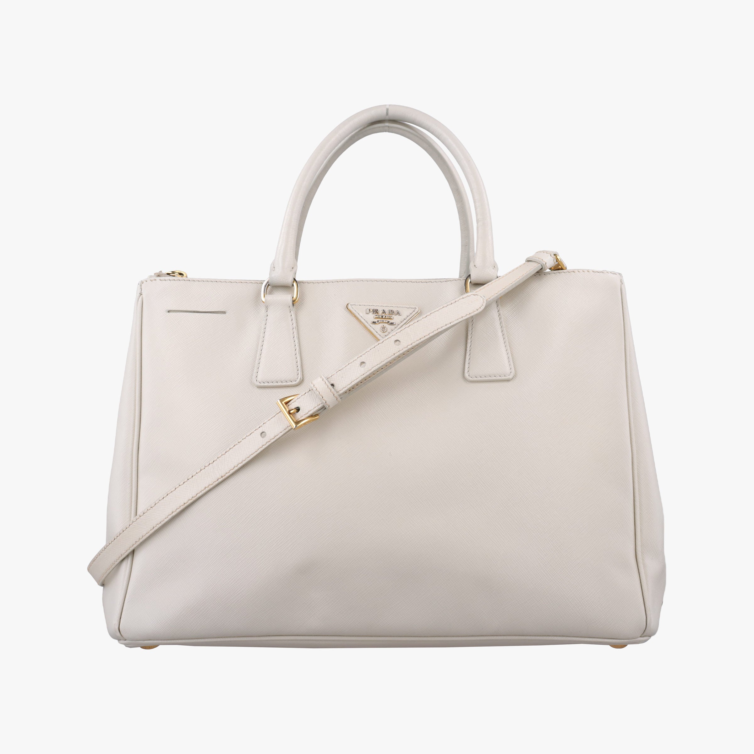 Pre-owned Prada Galleria White SAFFIANO Leather BN1801 shoulderbag | stylenewstar