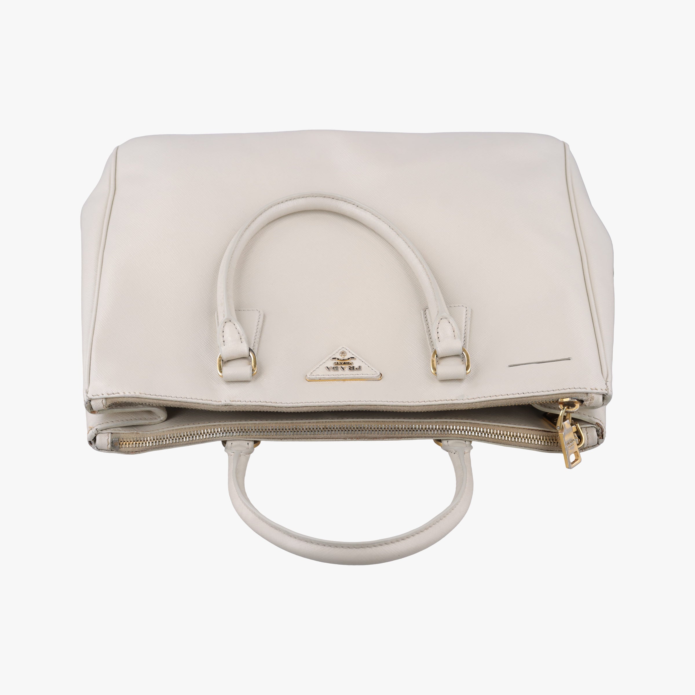 Pre-owned Prada Galleria White SAFFIANO Leather BN1801 shoulderbag | stylenewstar
