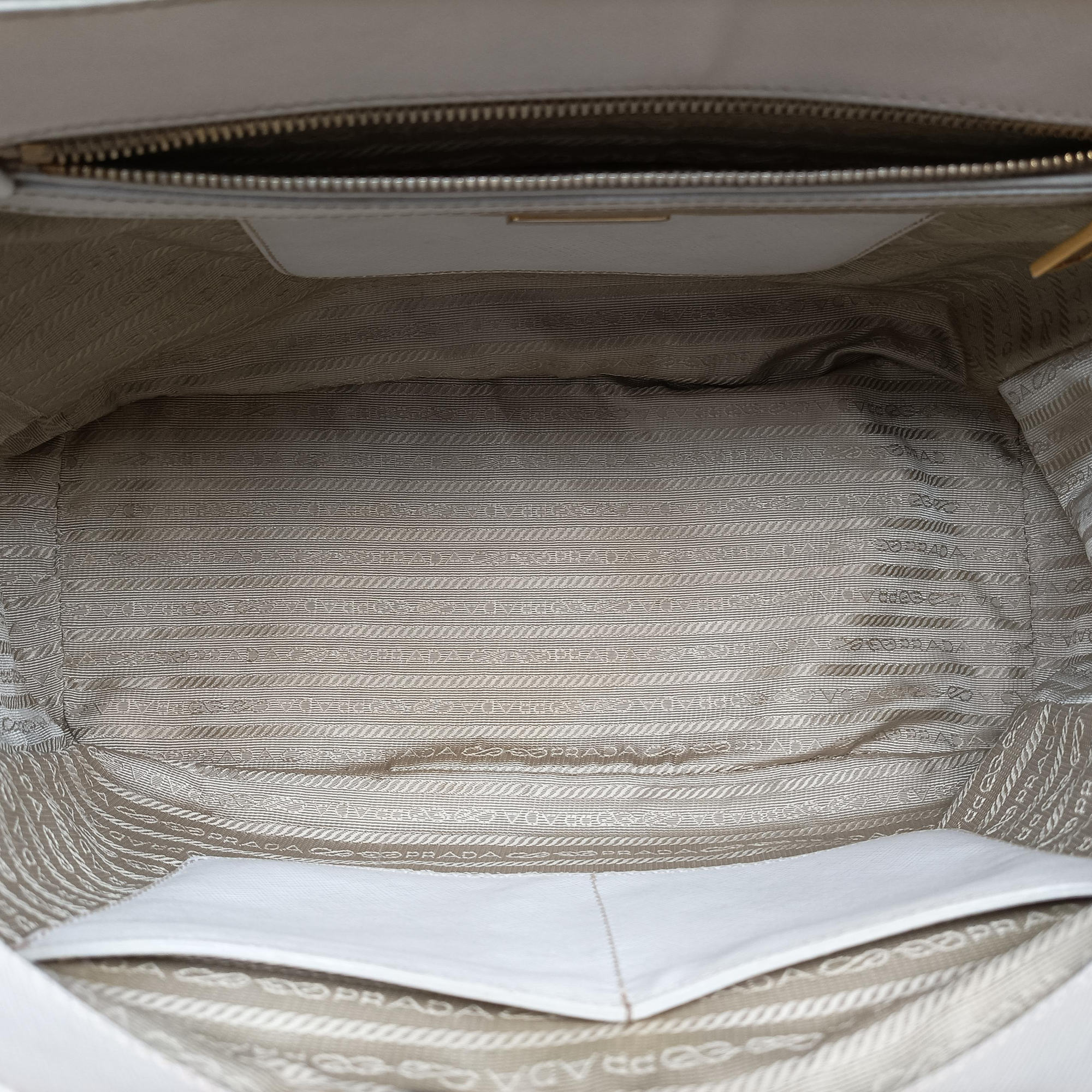 Pre-owned Prada Galleria White SAFFIANO Leather BN1801 shoulderbag | stylenewstar