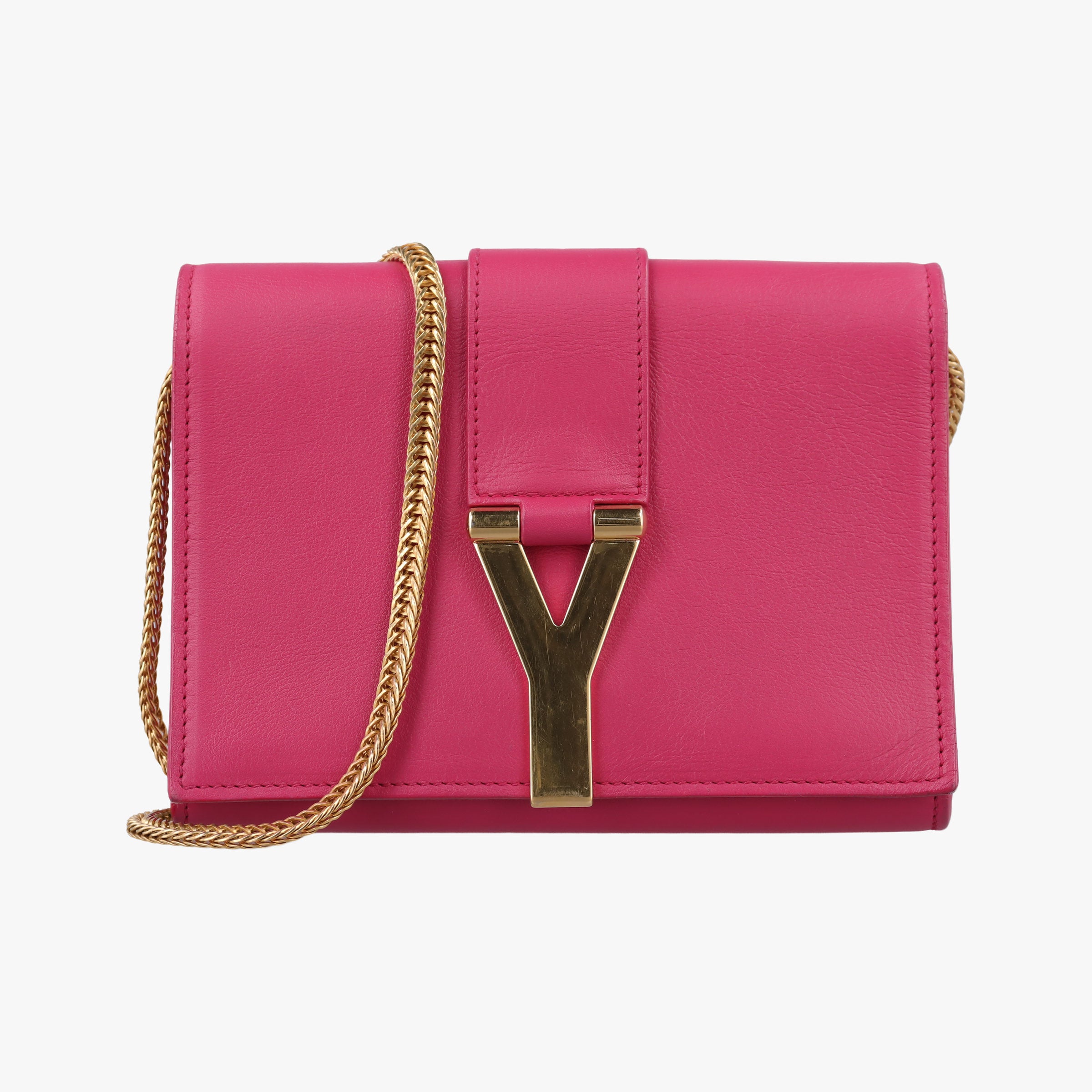 Vintage Yves Saint Laurent ChYc Mini Y Line Classic Cabasique WOC Rose Leather 311215 shoulderbag | stylenewstar