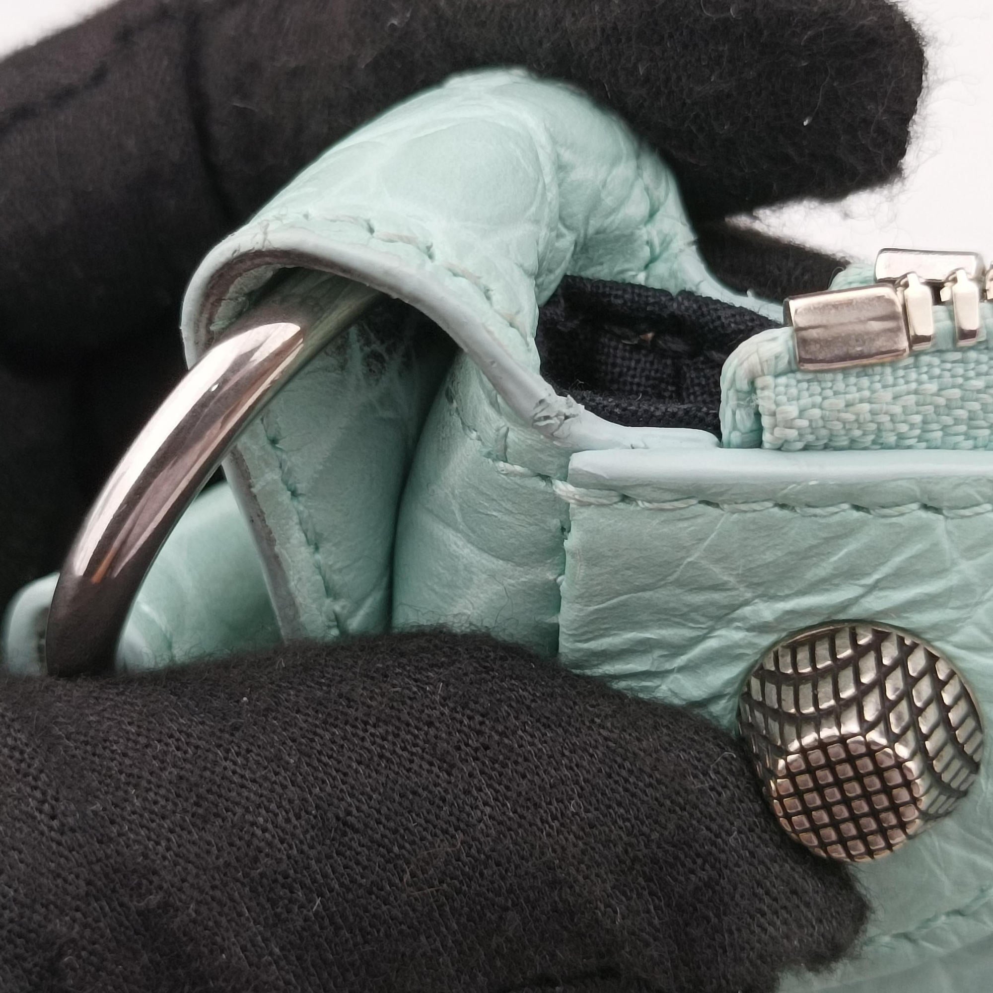 Pre-owned Balenciaga Le Cagole mini Blue lambskin  shoulderbag | stylenewstar