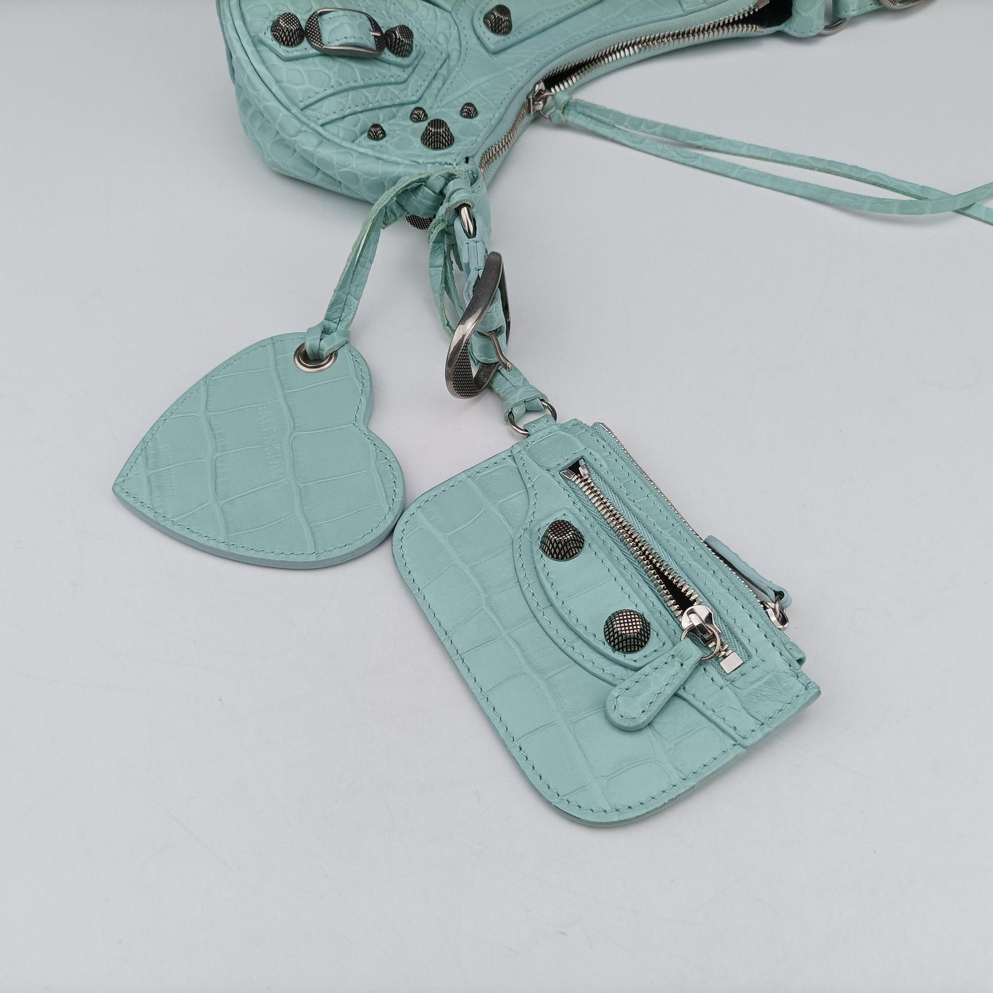 Pre-owned Balenciaga Le Cagole mini Blue lambskin  shoulderbag | stylenewstar