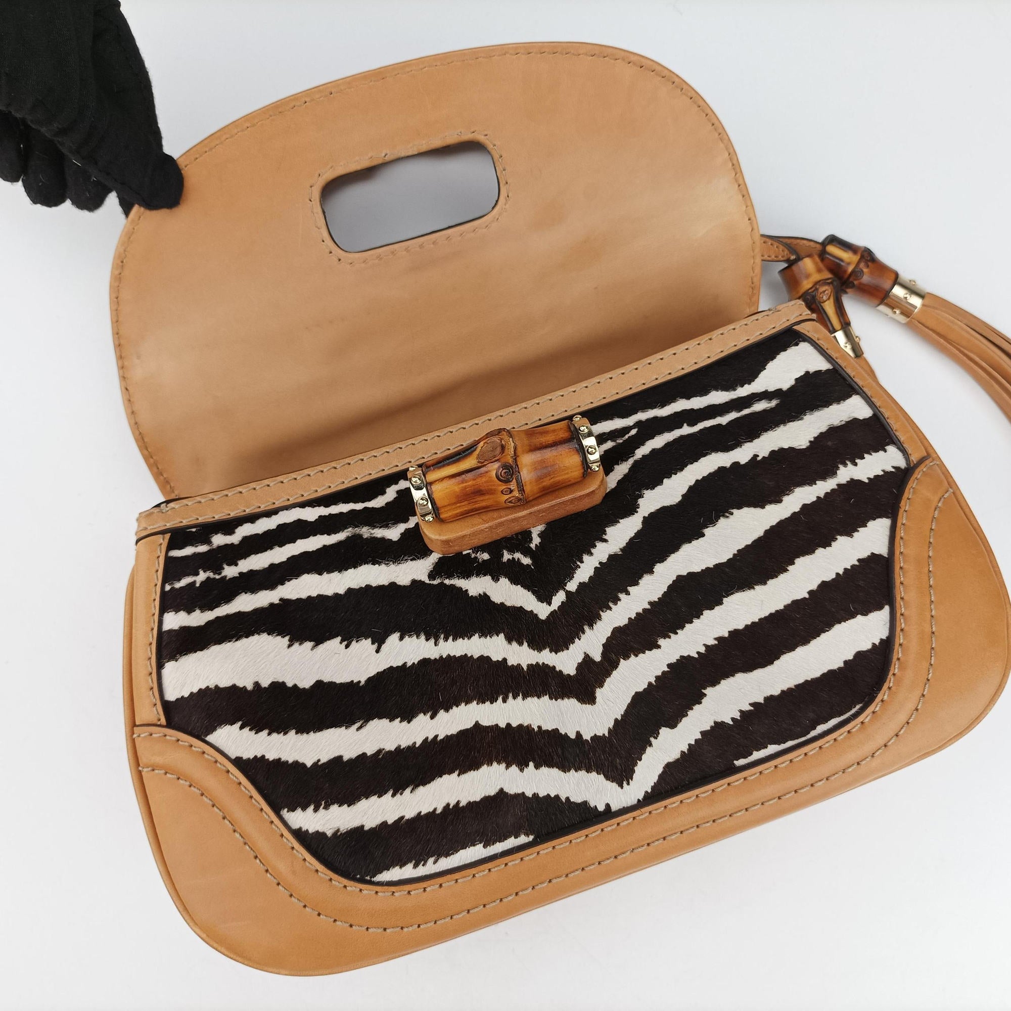 Secondhand Gucci New Bamboo Multicolour ponyhair×leather 254884 shoulderbag | stylenewstar