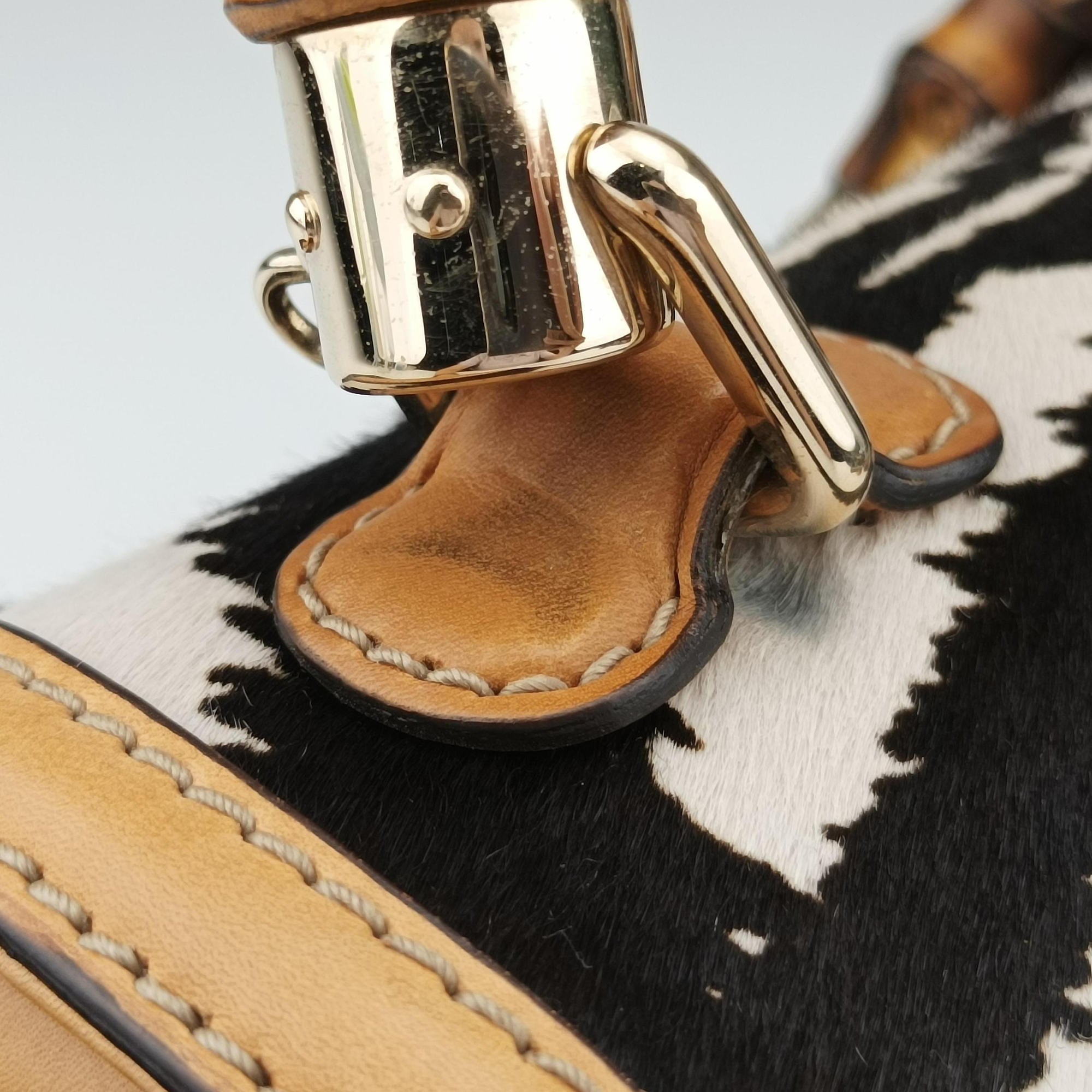 Secondhand Gucci New Bamboo Multicolour ponyhair×leather 254884 shoulderbag | stylenewstar