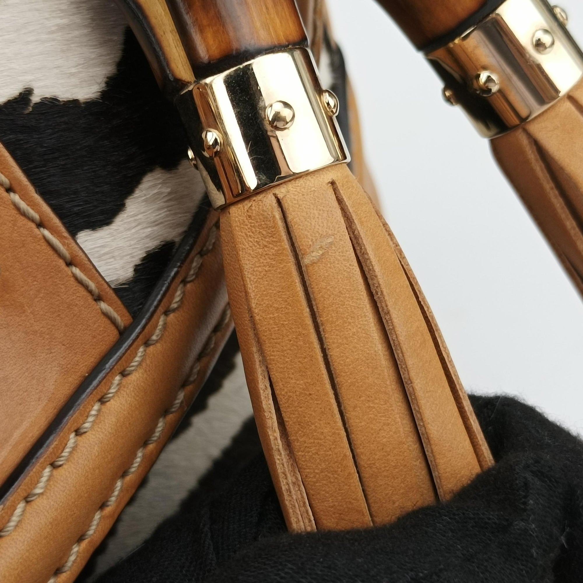 Secondhand Gucci New Bamboo Multicolour ponyhair×leather 254884 shoulderbag | stylenewstar