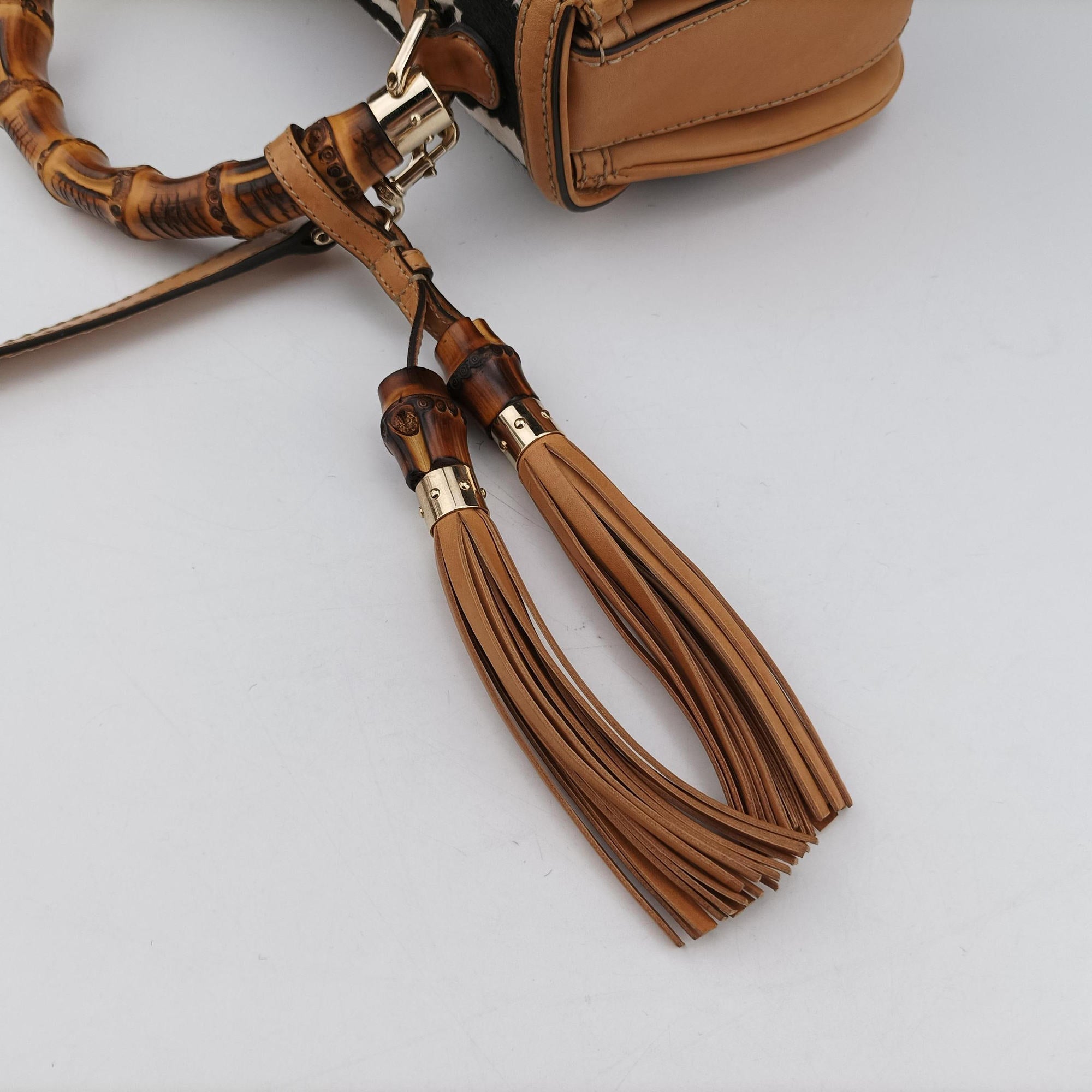 Secondhand Gucci New Bamboo Multicolour ponyhair×leather 254884 shoulderbag | stylenewstar