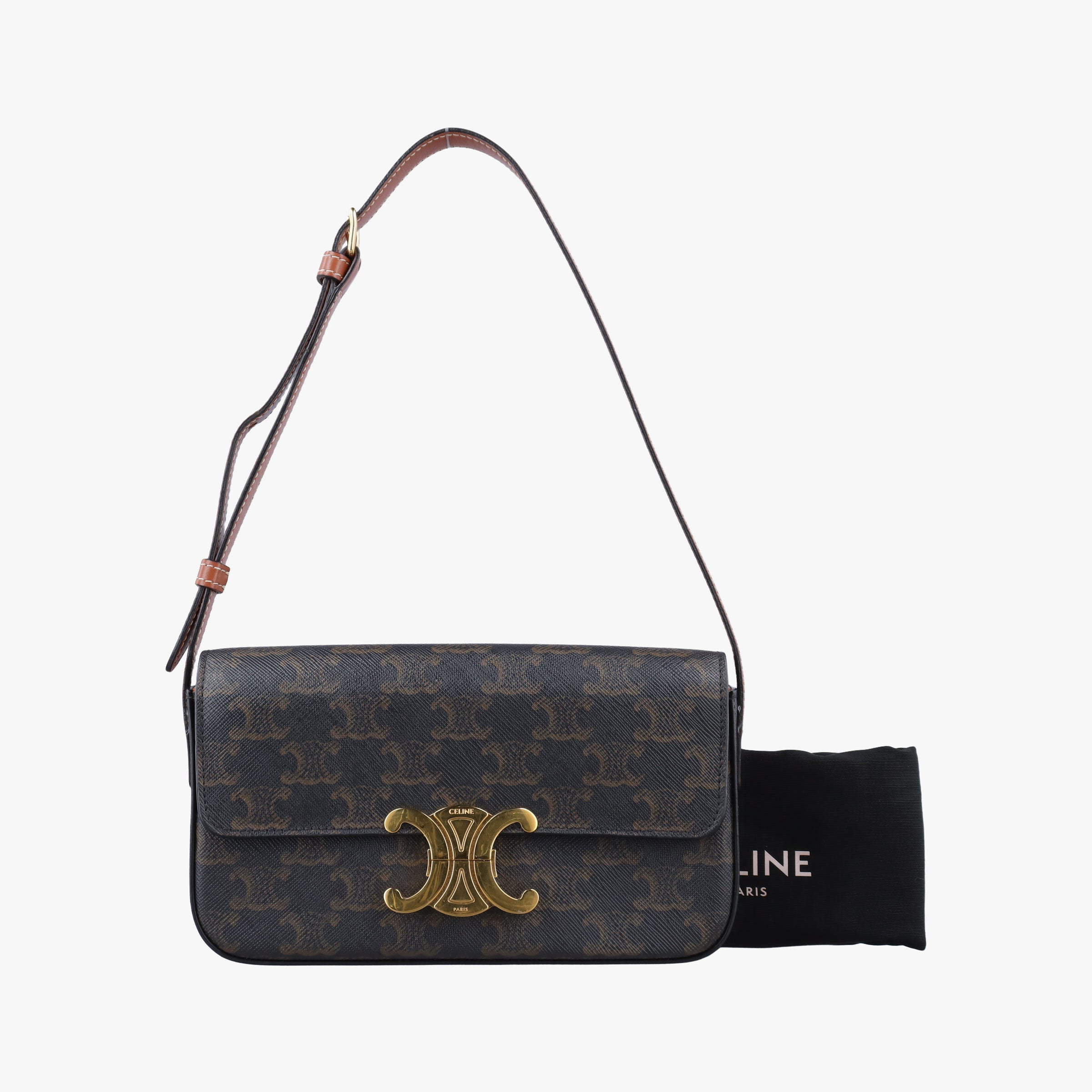 Pre-owned Celine TRIOMPHE Brown PVC coated canvas  shoulderbag | stylenewstar