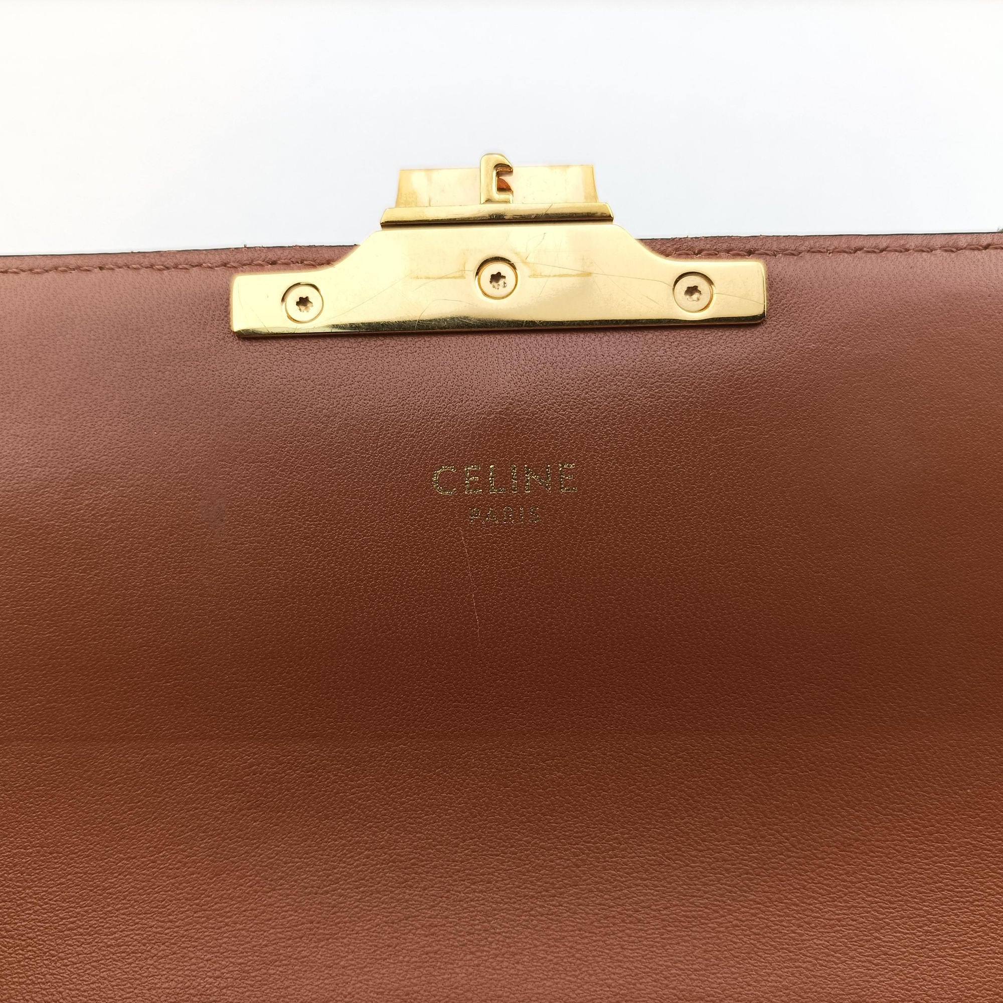 Pre-owned Celine TRIOMPHE Brown PVC coated canvas  shoulderbag | stylenewstar