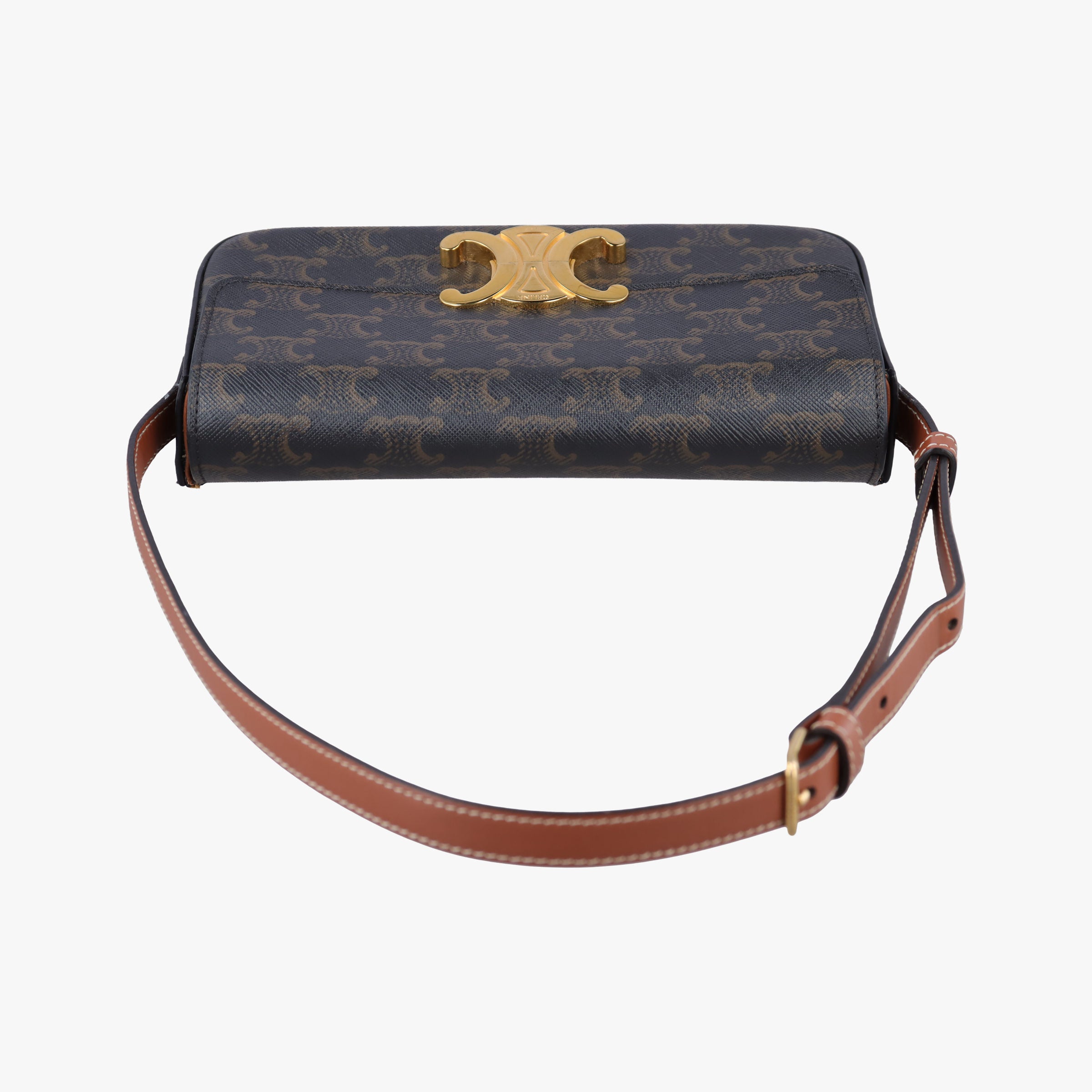 Pre-owned Celine TRIOMPHE Brown PVC coated canvas  shoulderbag | stylenewstar