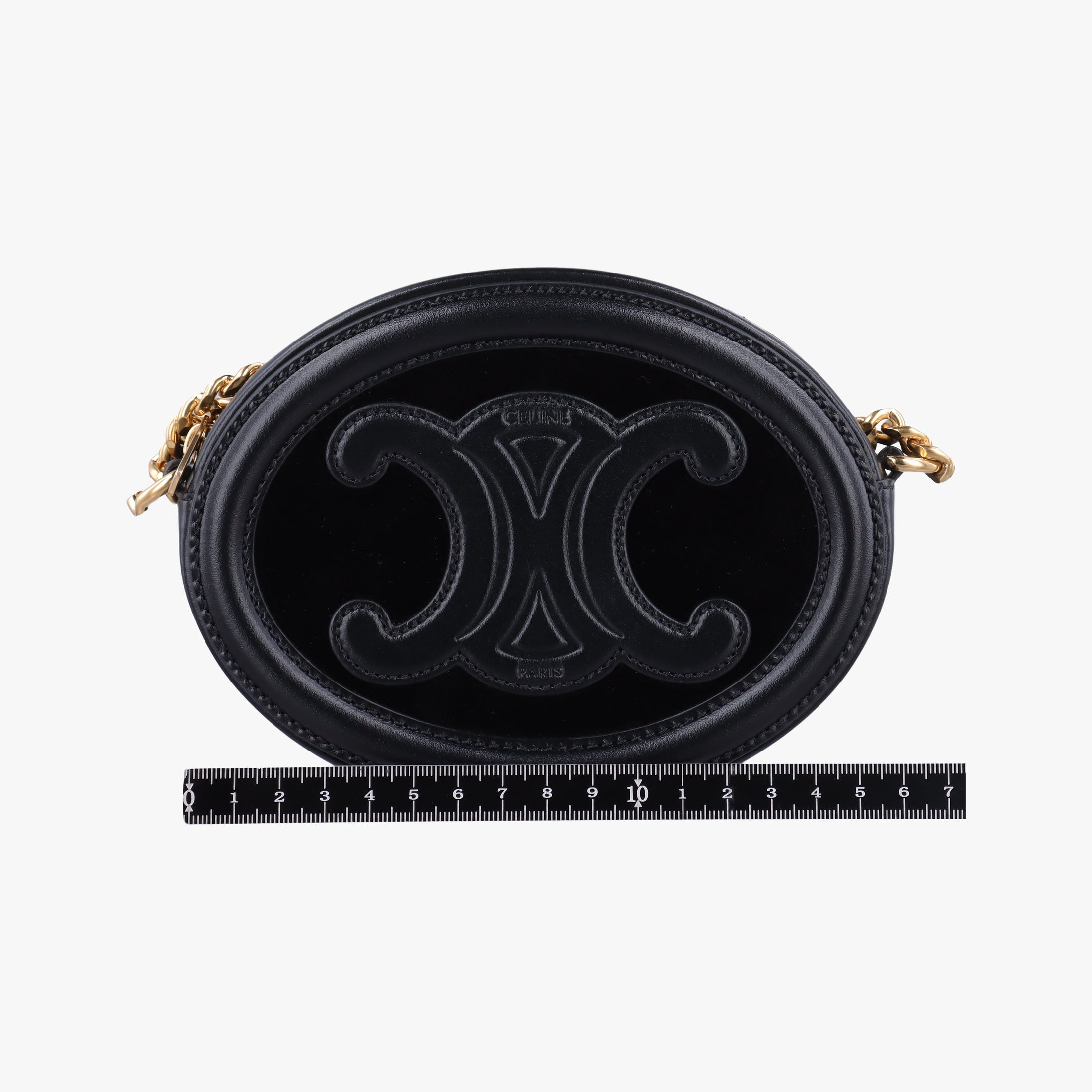 Pre-owned Celine Oval Purse Cuir Triomphe Black Leather x velour  shoulderbag | stylenewstar