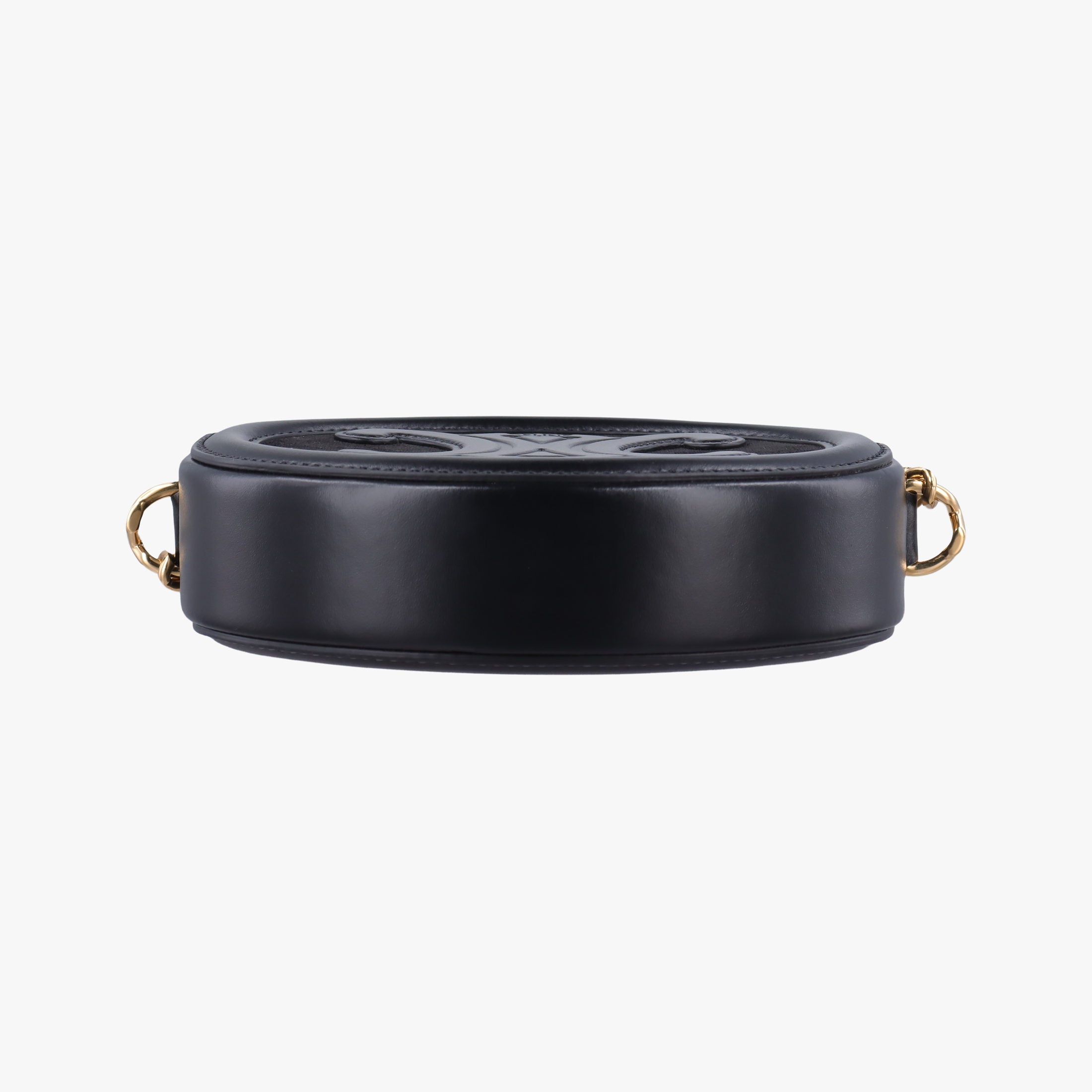 Pre-owned Celine Oval Purse Cuir Triomphe Black Leather x velour  shoulderbag | stylenewstar