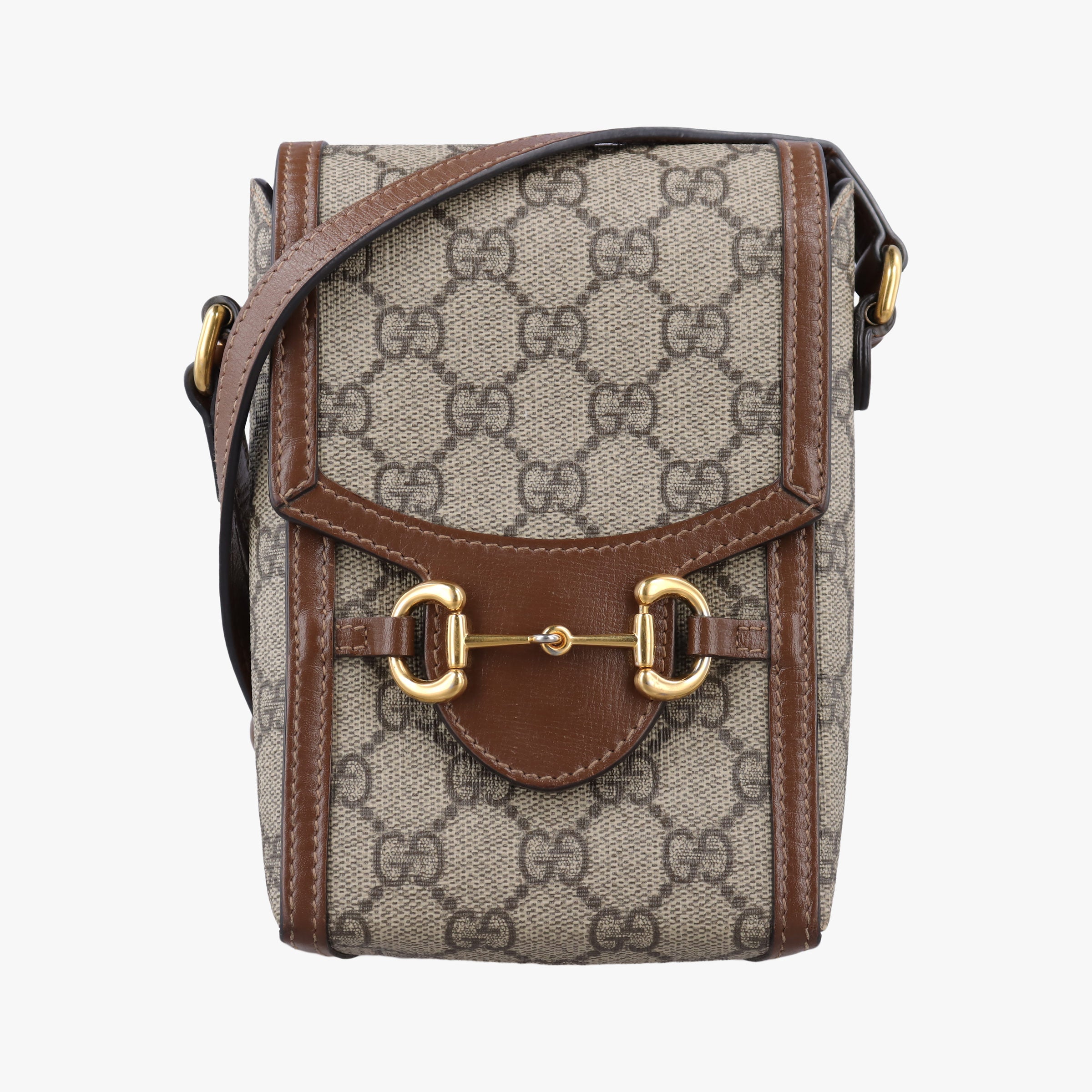 Pre-owned Gucci HORSEBIT 1955 beige×white PVC coated canvas×Leather 625615 shoulderbag | stylenewstar