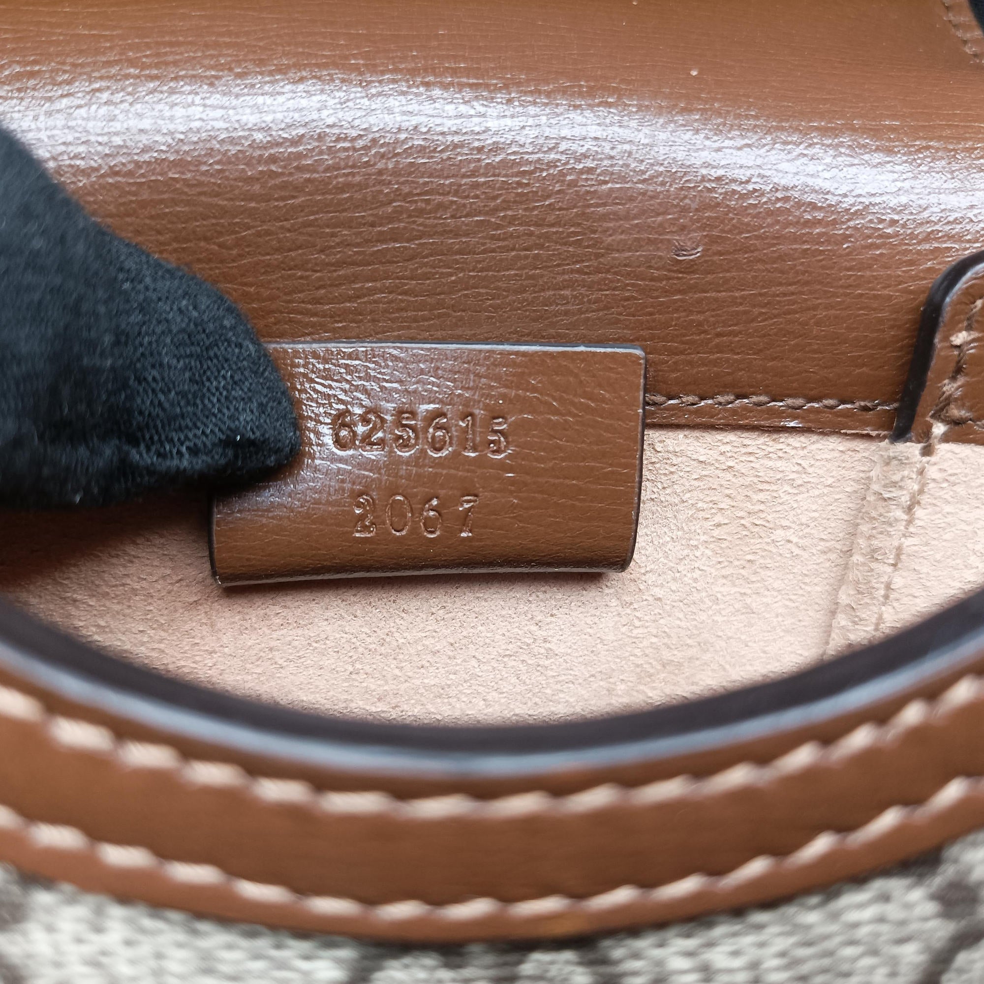 Pre-owned Gucci HORSEBIT 1955 beige×white PVC coated canvas×Leather 625615 shoulderbag | stylenewstar