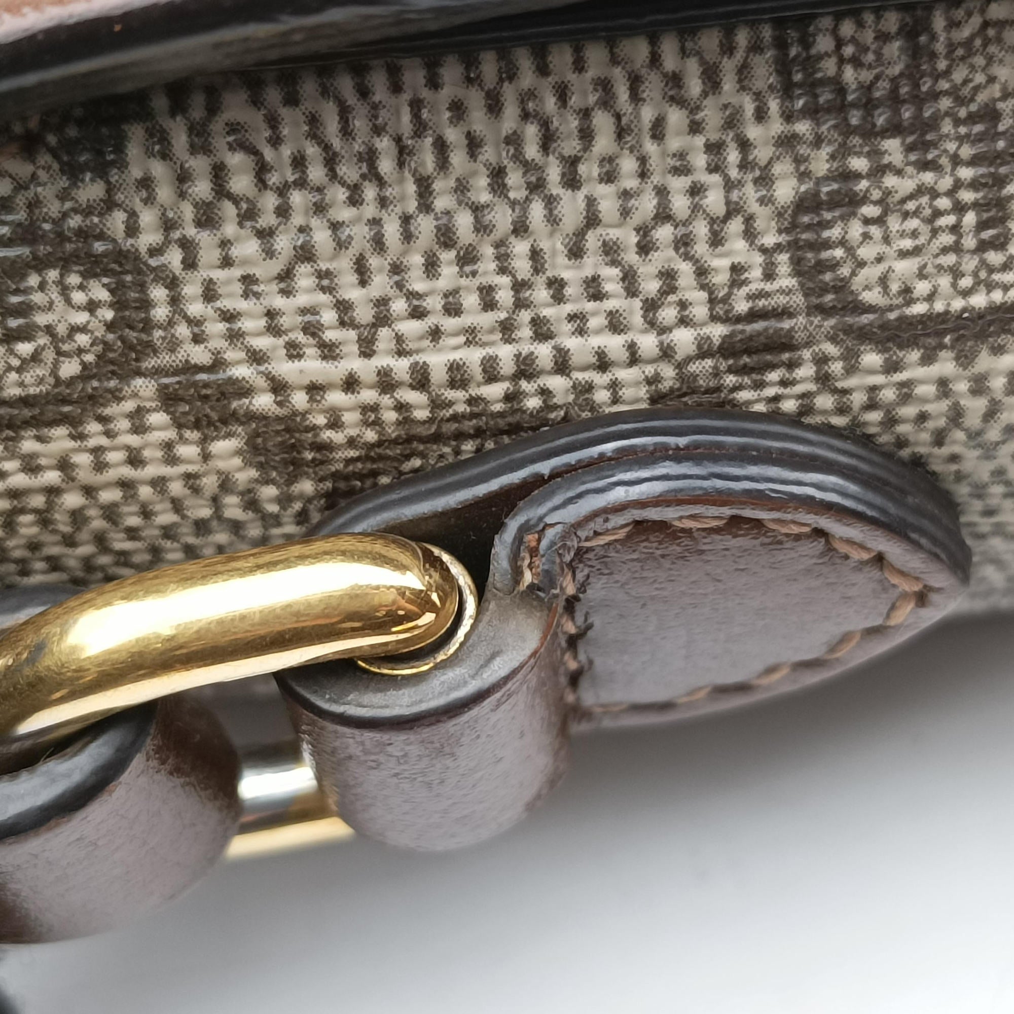 Pre-owned Gucci HORSEBIT 1955 beige×white PVC coated canvas×Leather 625615 shoulderbag | stylenewstar