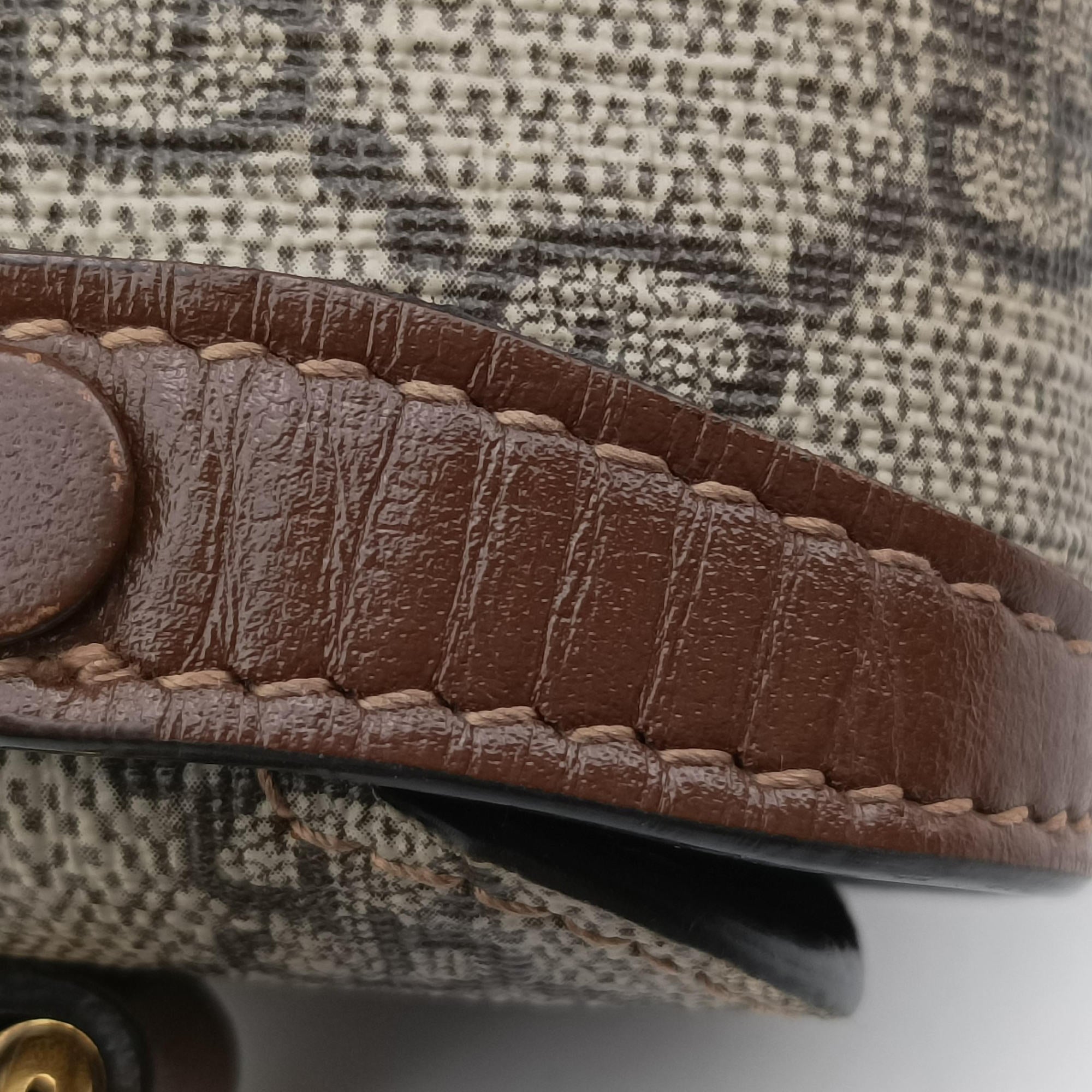 Pre-owned Gucci HORSEBIT 1955 beige×white PVC coated canvas×Leather 625615 shoulderbag | stylenewstar