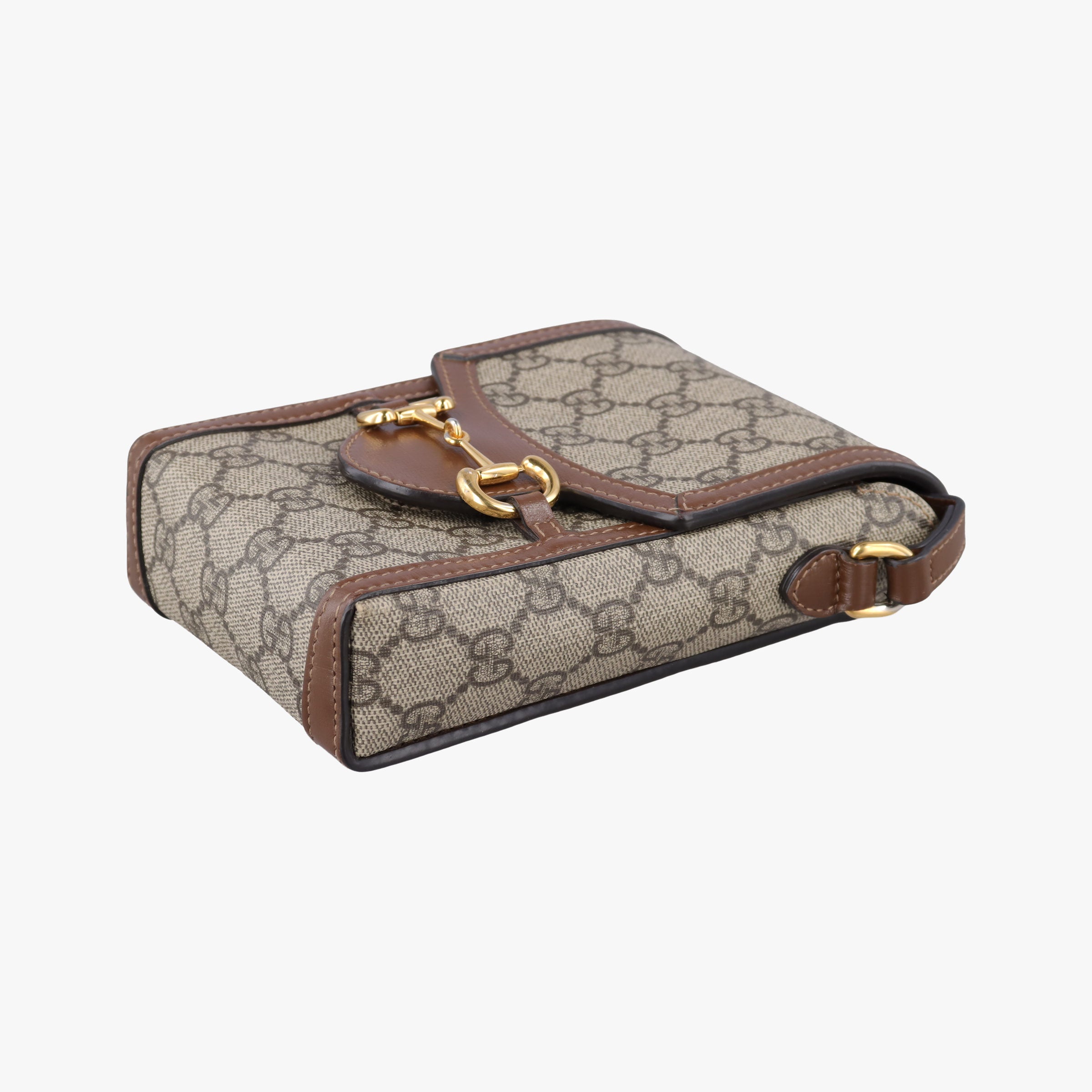Pre-owned Gucci HORSEBIT 1955 beige×white PVC coated canvas×Leather 625615 shoulderbag | stylenewstar