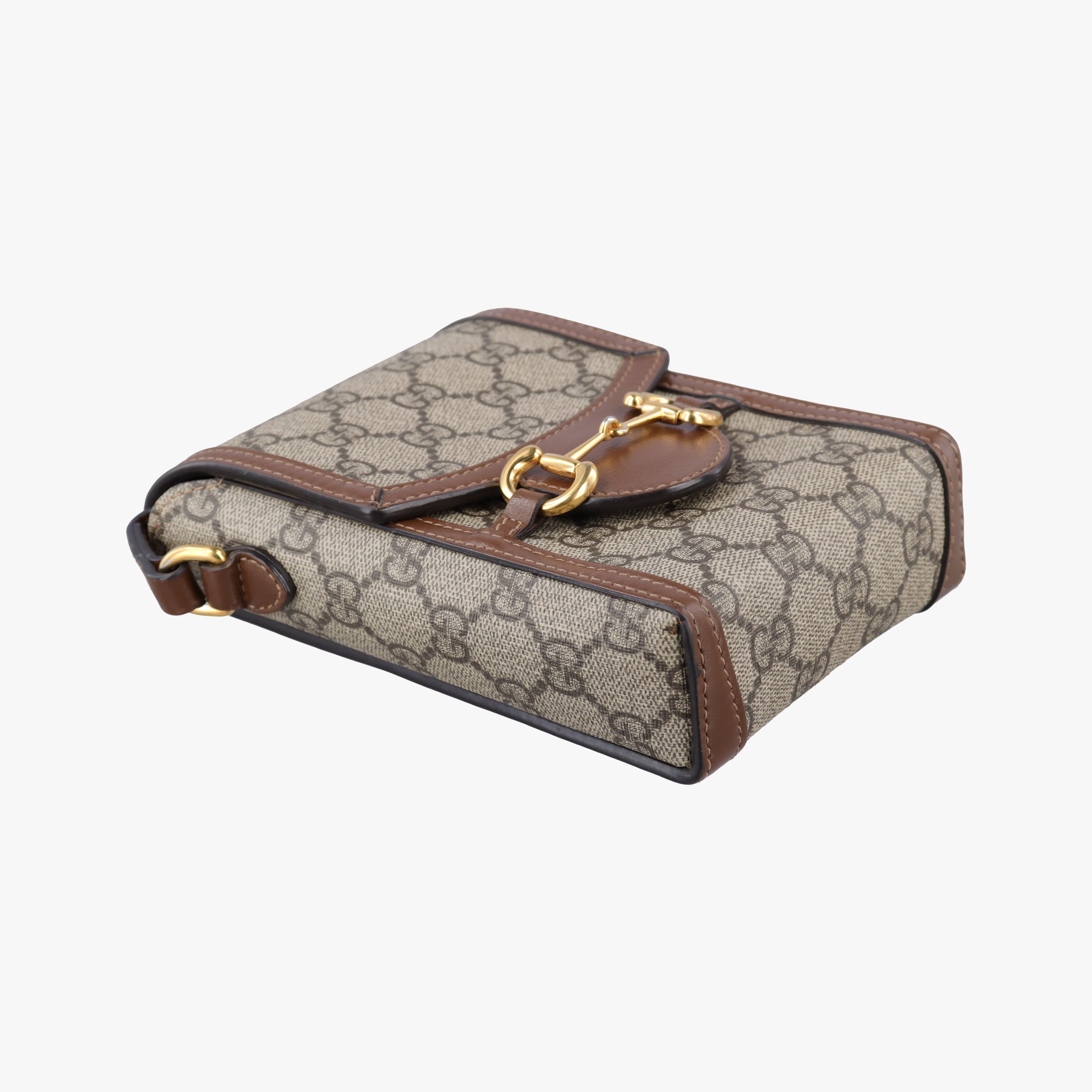 Pre-owned Gucci HORSEBIT 1955 beige×white PVC coated canvas×Leather 625615 shoulderbag | stylenewstar