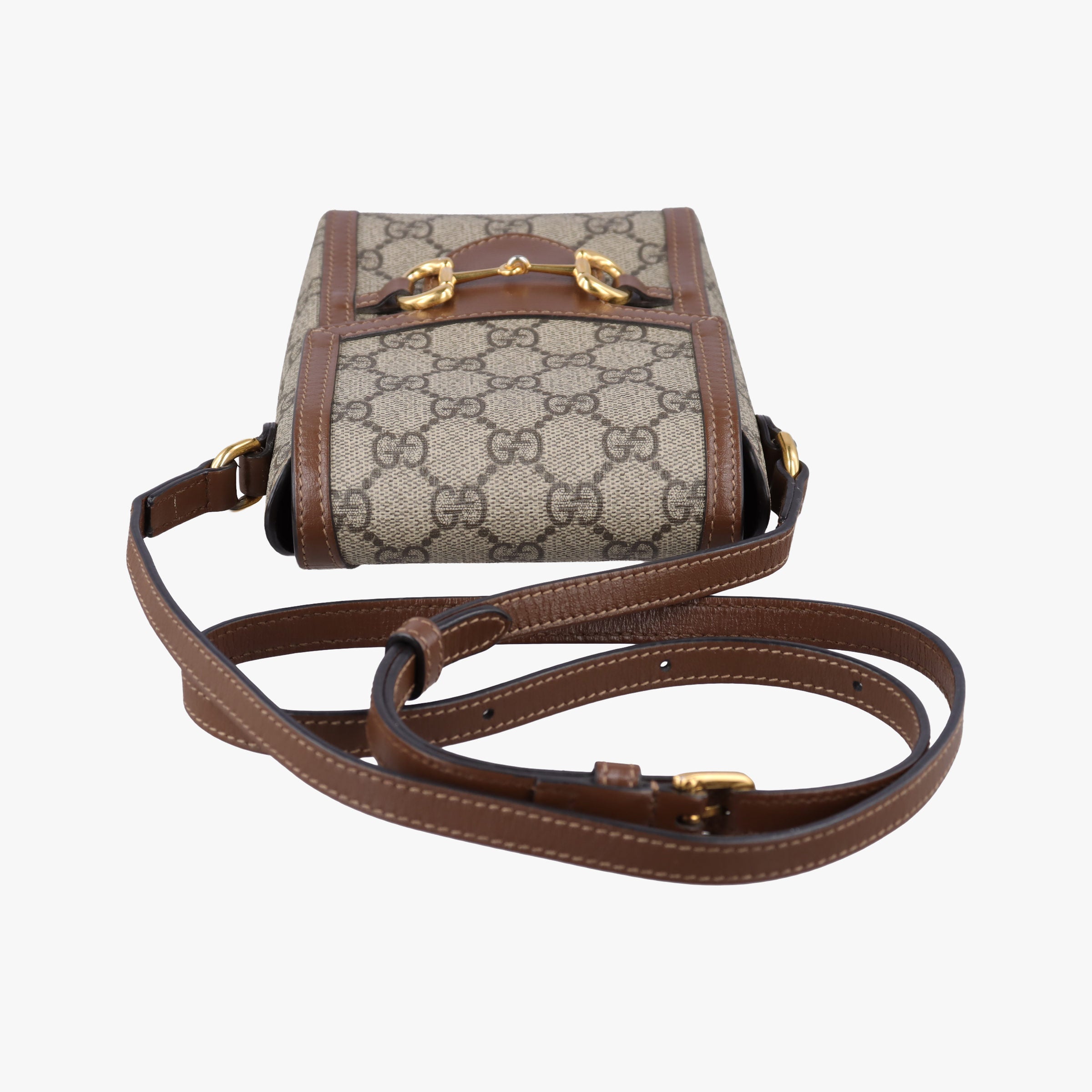 Pre-owned Gucci HORSEBIT 1955 beige×white PVC coated canvas×Leather 625615 shoulderbag | stylenewstar