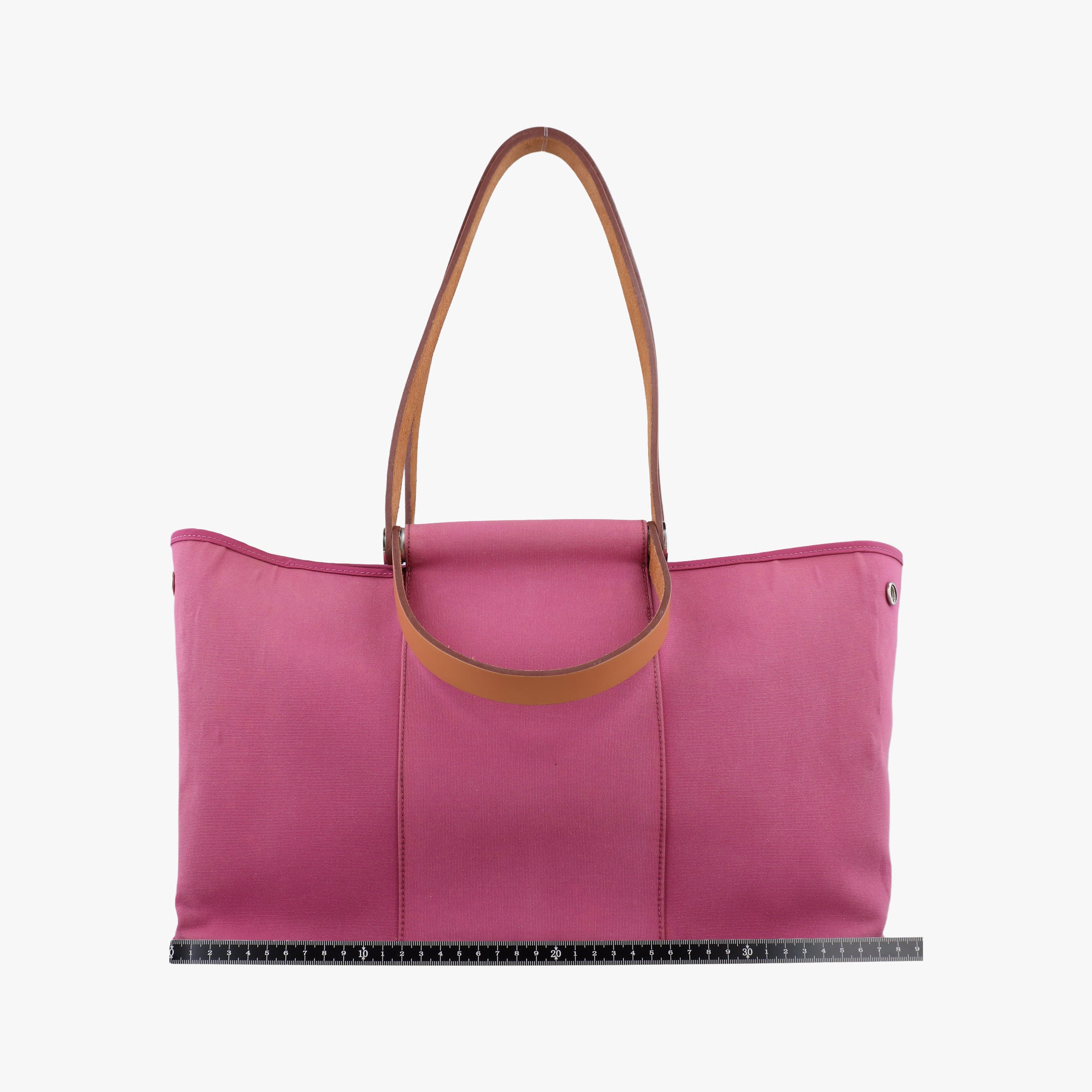 Pre-owned Hermes Cabag Elan Rose Toile Officier × Leather  shoulderbag | stylenewstar