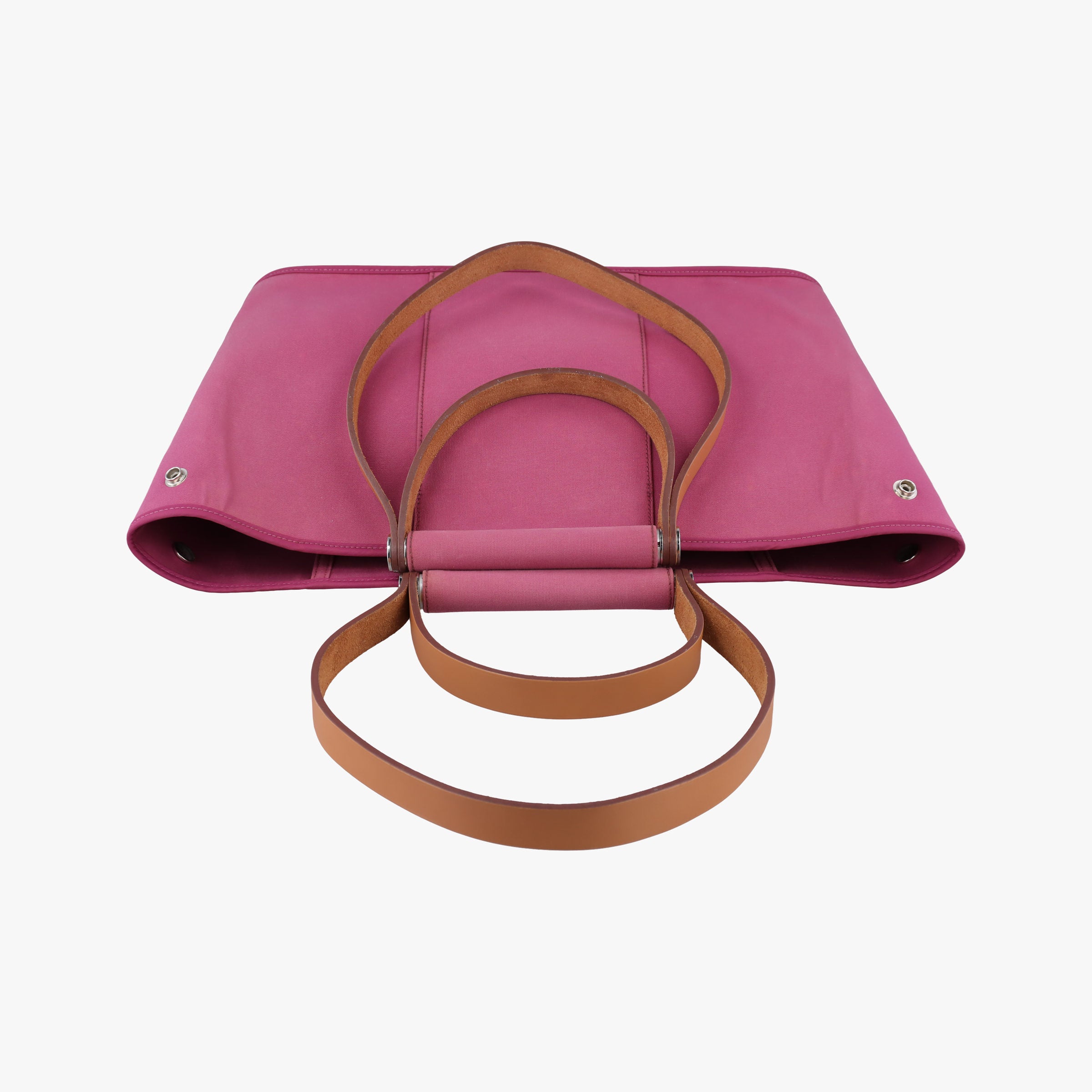 Pre-owned Hermes Cabag Elan Rose Toile Officier × Leather  shoulderbag | stylenewstar
