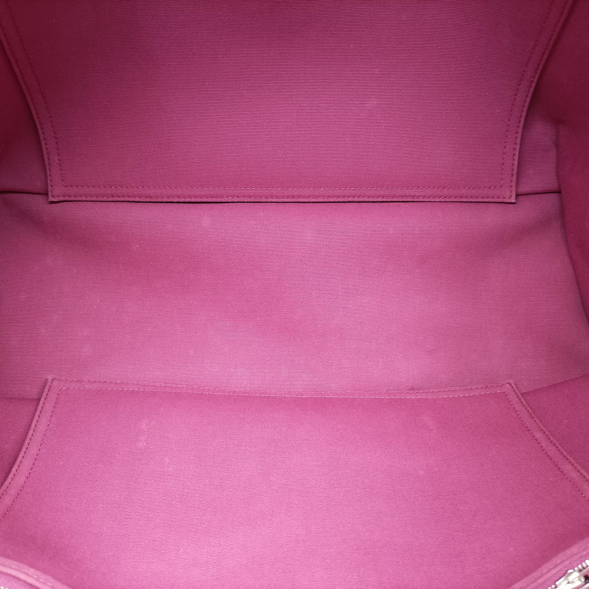 Pre-owned Hermes Cabag Elan Rose Toile Officier × Leather  shoulderbag | stylenewstar