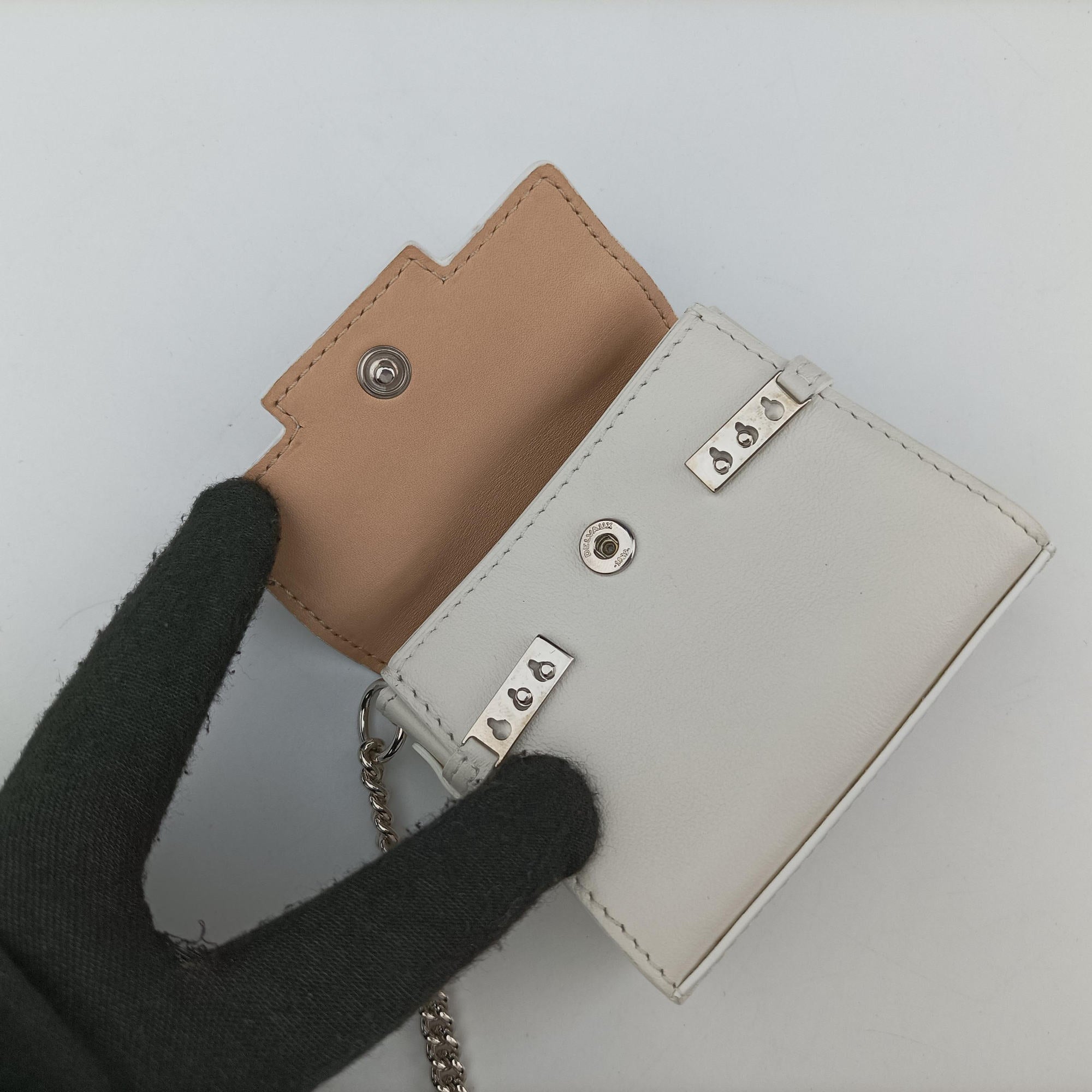 Pre-owned Delvaux Tampete White Leather  coinpurse | stylenewstar
