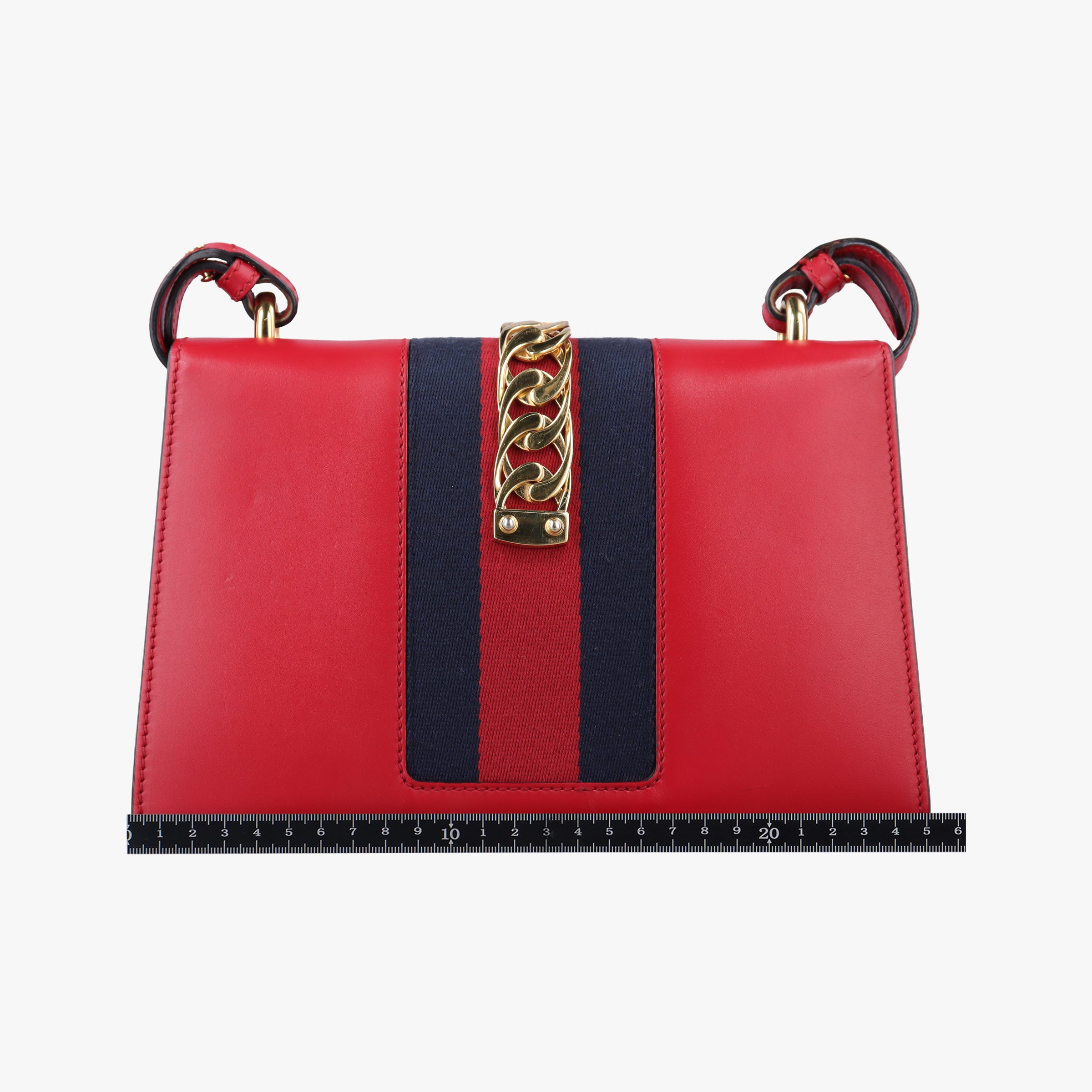 Pre-owned Gucci Sylvie Red×navy Leather 421882 shoulderbag | stylenewstar