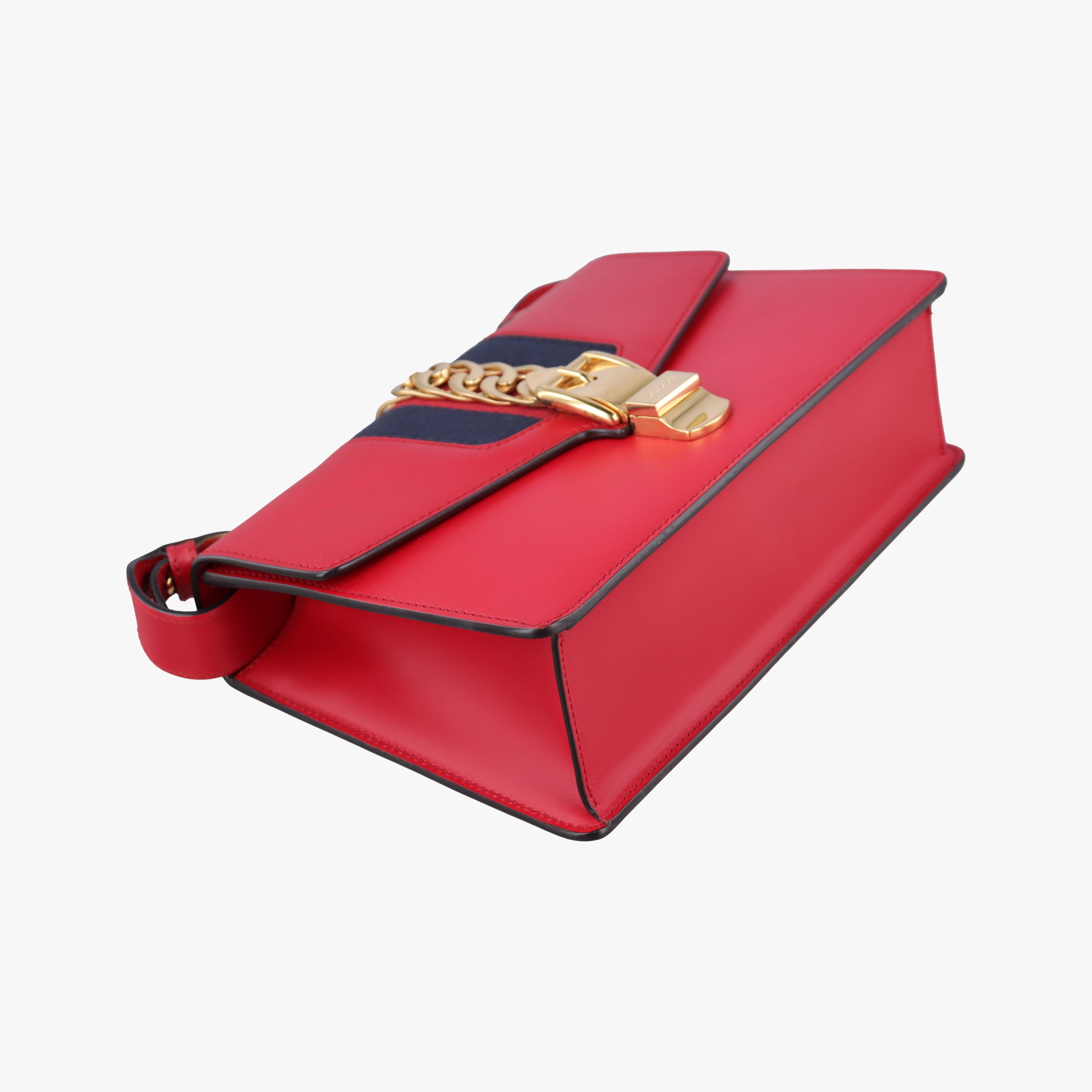Pre-owned Gucci Sylvie Red×navy Leather 421882 shoulderbag | stylenewstar