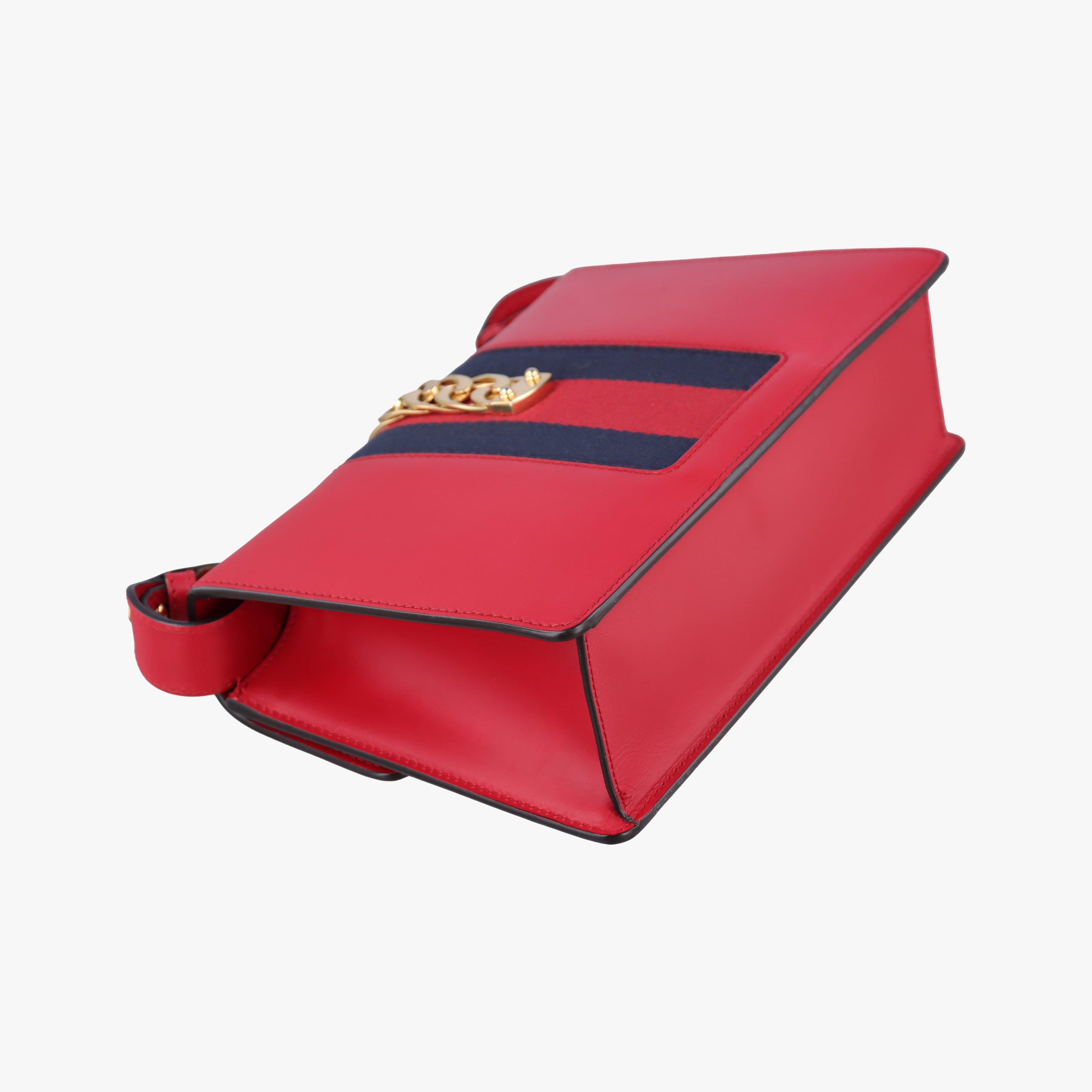 Pre-owned Gucci Sylvie Red×navy Leather 421882 shoulderbag | stylenewstar