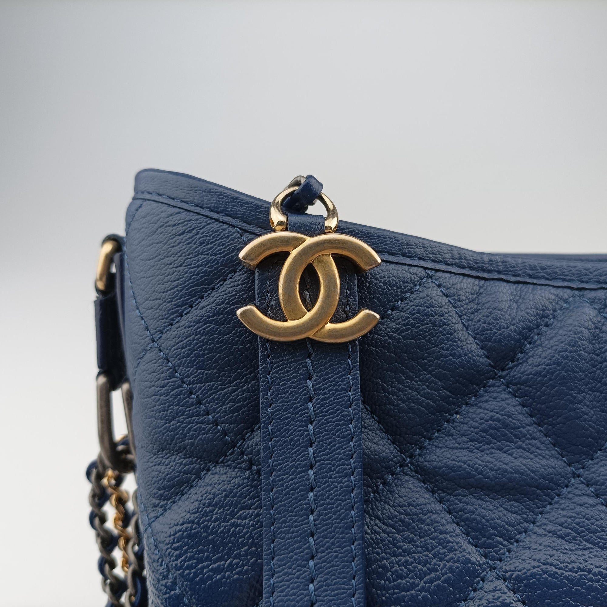 Vintage Chanel GABRIELLE Blue lambskin A93824 shoulderbag | stylenewstar