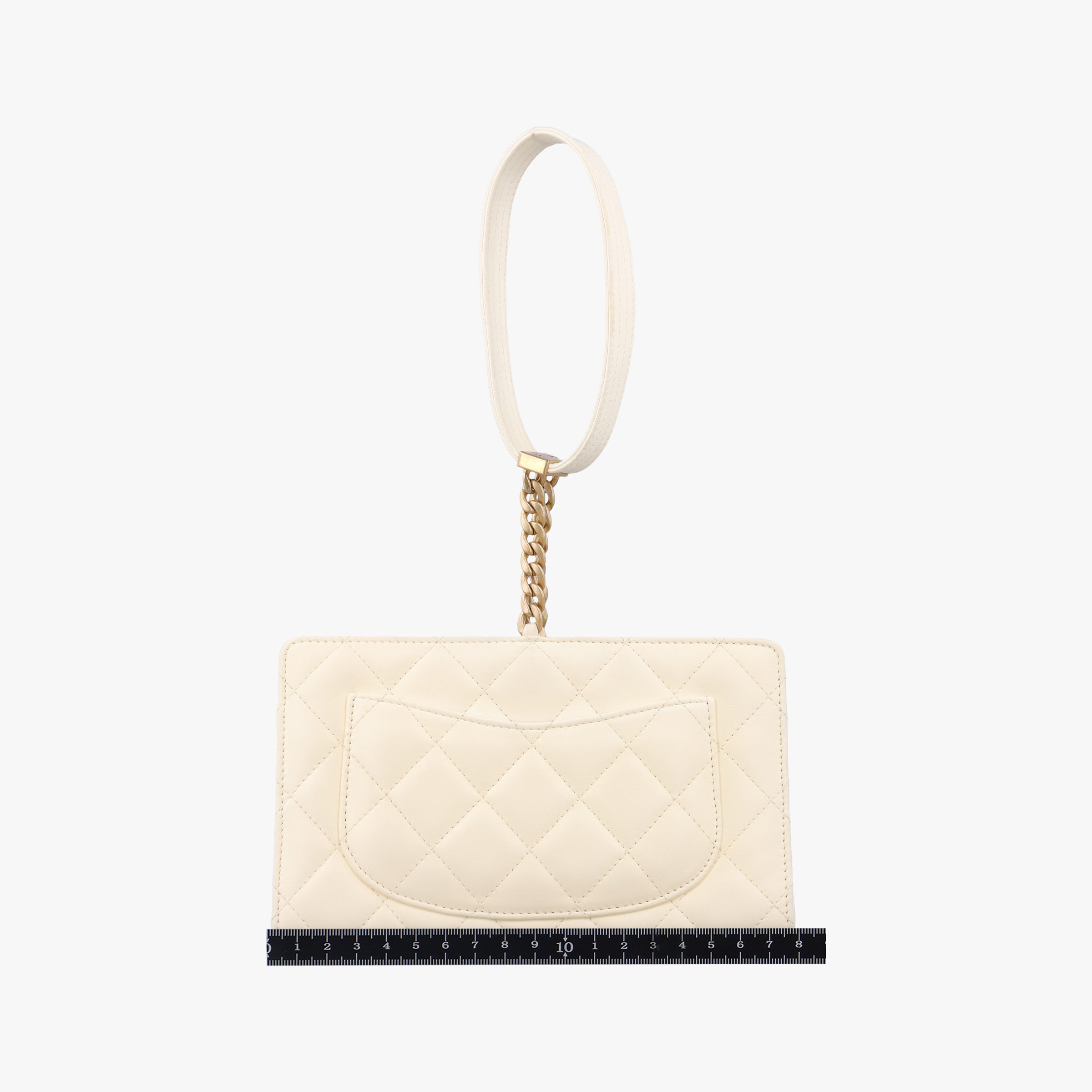 Pre-owned Chanel CC Button Timeless Wristlet Clutch Bag White lambskin AS0178 shoulderbag | stylenewstar