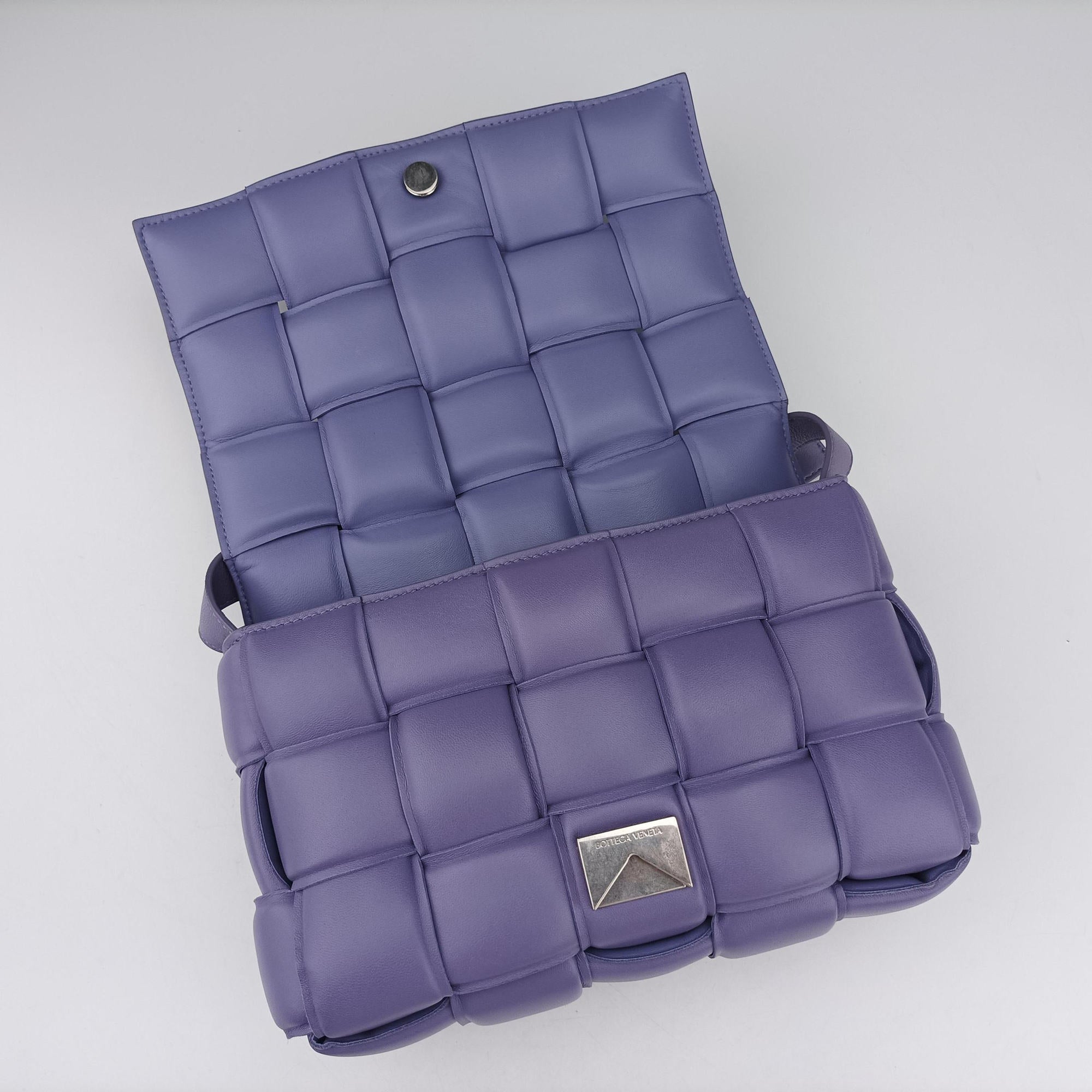 Pre-owned Bottega Veneta Padded Cassette Purple lambskin  shoulderbag | stylenewstar