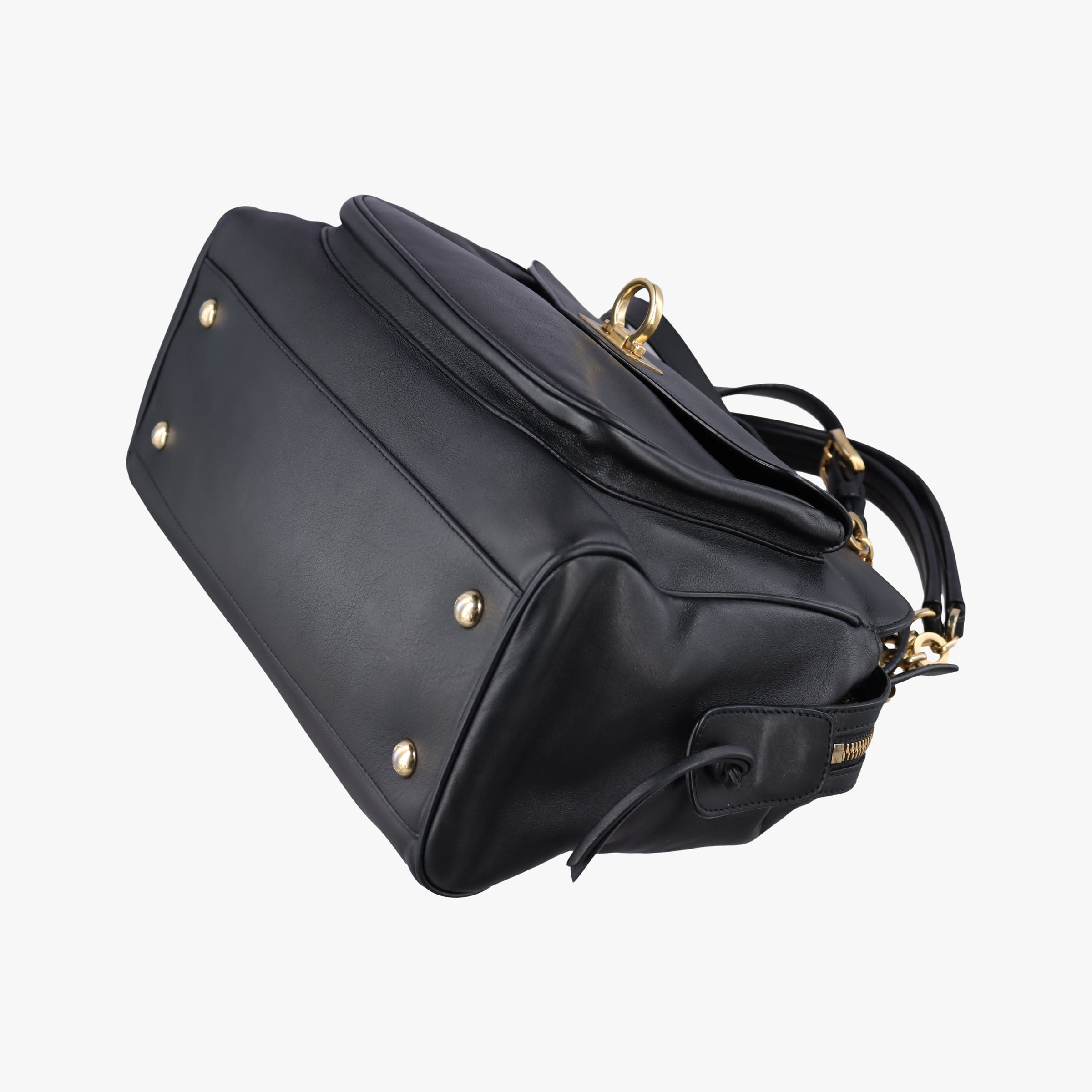Pre-owned Ferragamo Gancini Black Leather  shoulderbag | stylenewstar