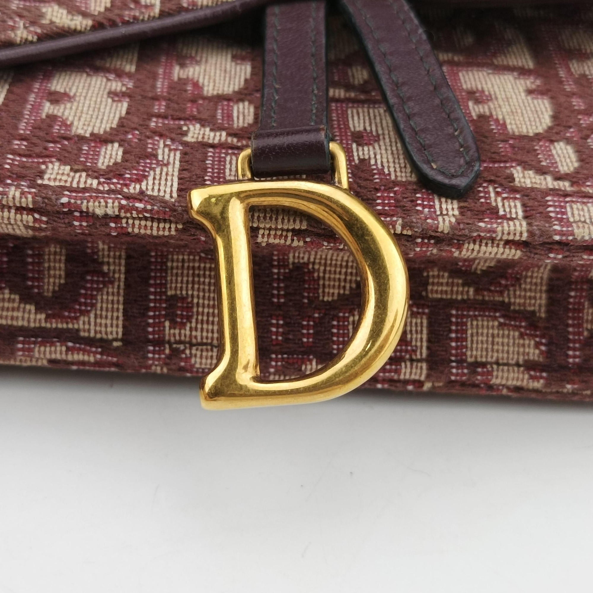 Pre-owned Christian Dior Saddle Red Jacquard  bum bag/waist bag | stylenewstar