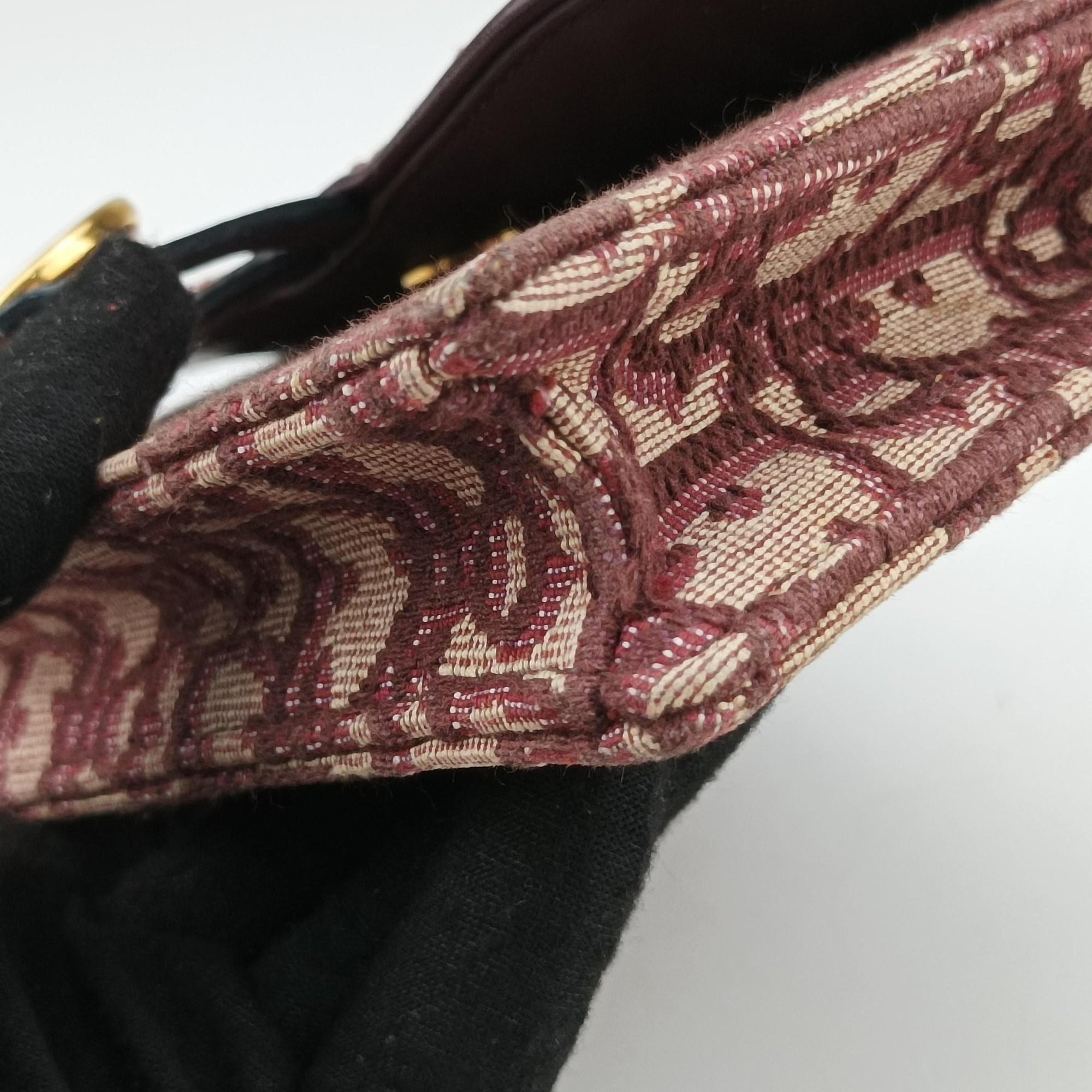 Pre-owned Christian Dior Saddle Red Jacquard  bum bag/waist bag | stylenewstar