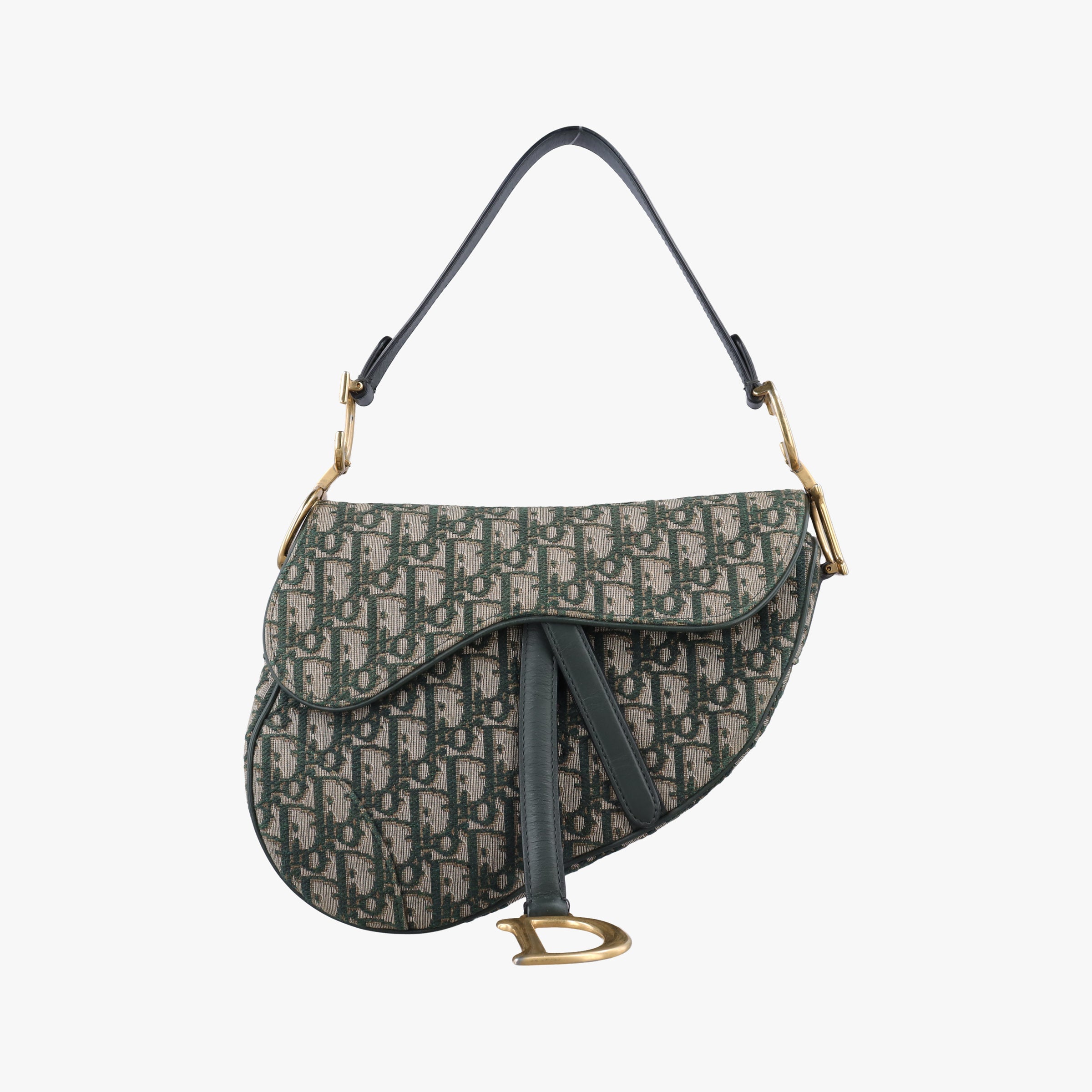Pre-owned Christian Dior Saddle Green Jacquard  handbag | stylenewstar