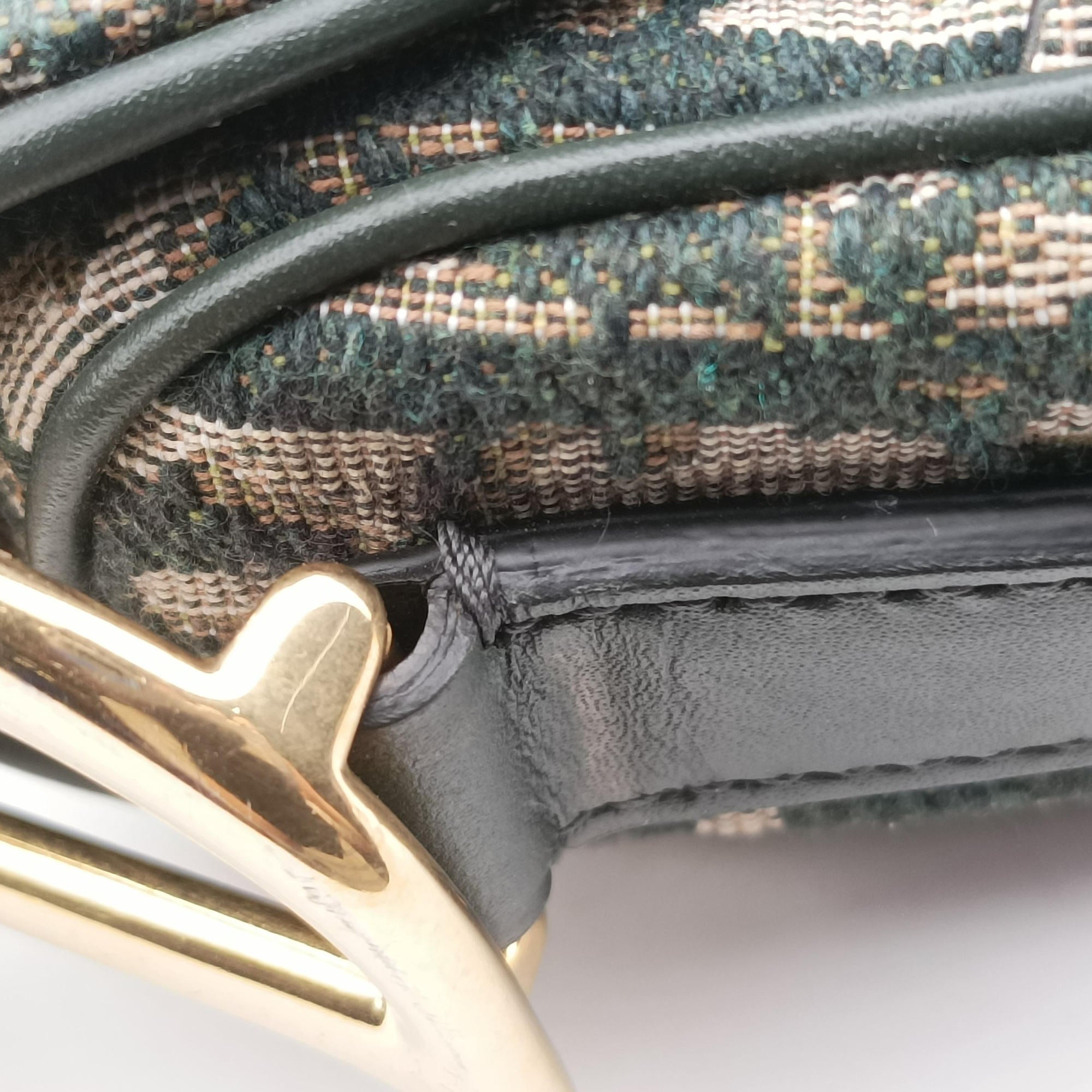Pre-owned Christian Dior Saddle Green Jacquard  handbag | stylenewstar